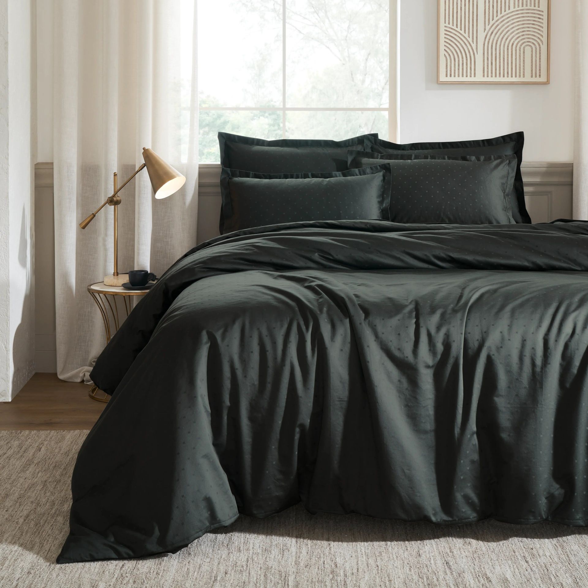 Solid Dyed 1000 TC 100% Cotton Dark Grey King Fitted Sheet Set | Ricaso