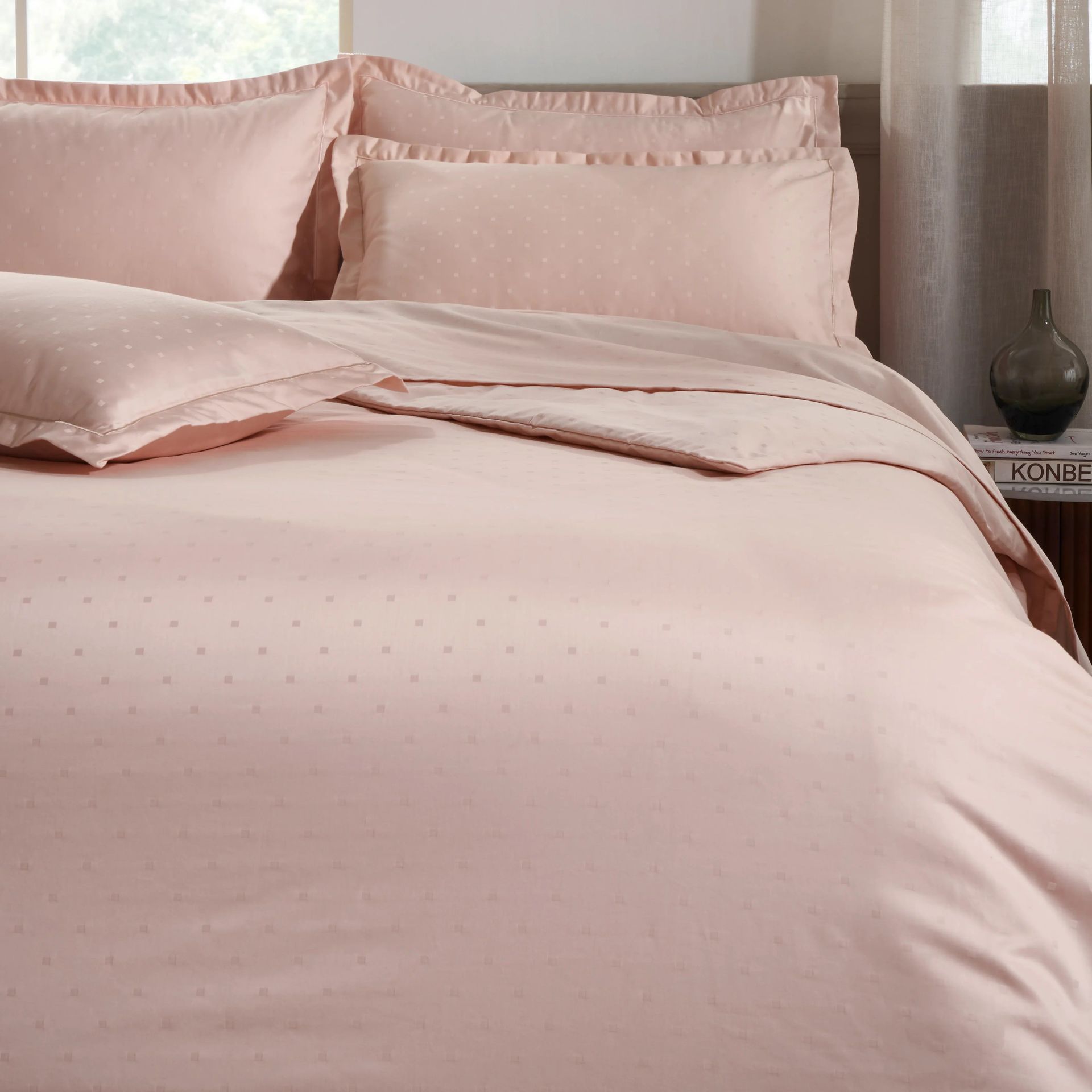 Solid Dyed 1000 TC 100% Cotton Veiled Rose King Fitted Sheet Set | Ricaso