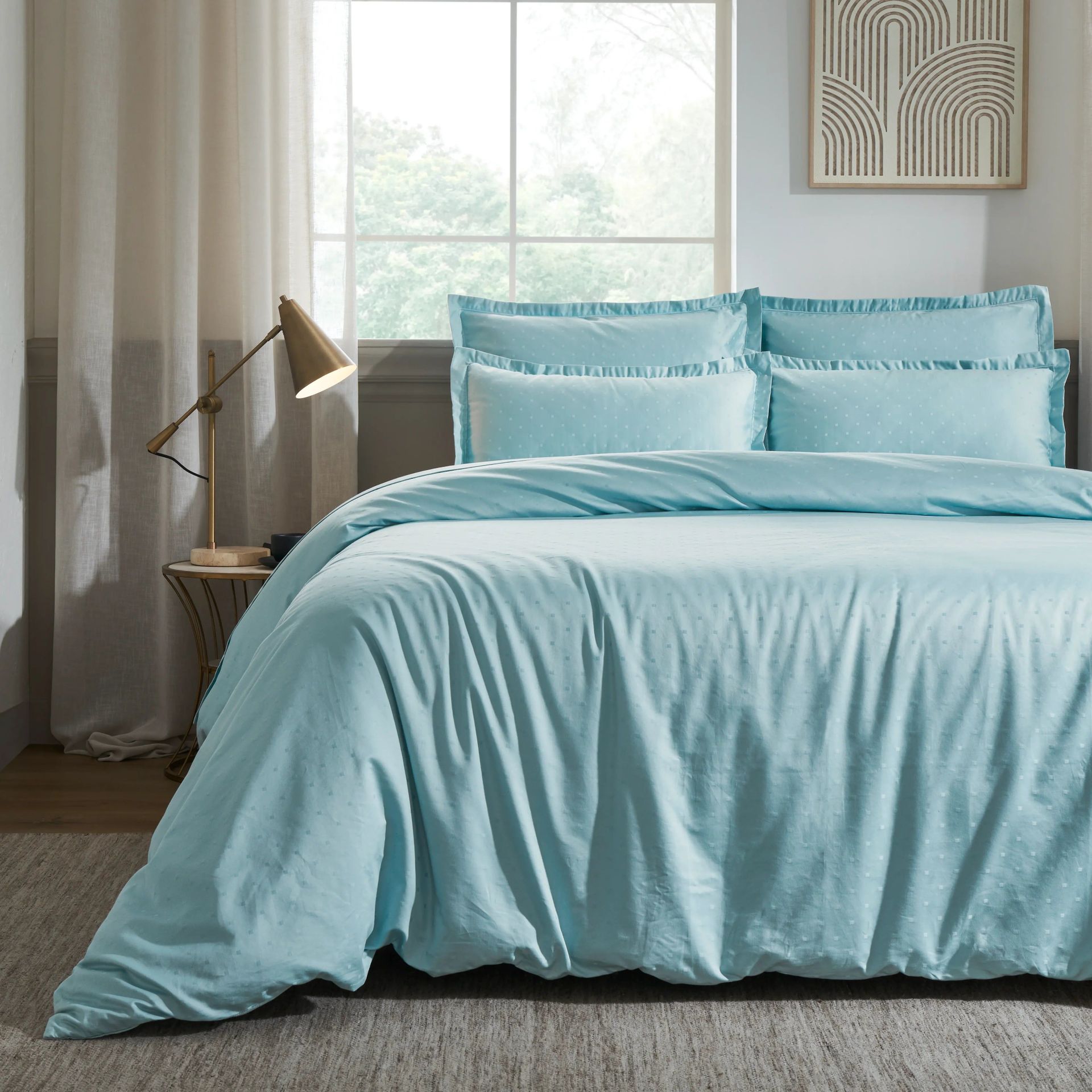 Solid Dyed 1000 TC 100% Cotton Blue Sky King Fitted Sheet Set | Ricaso
