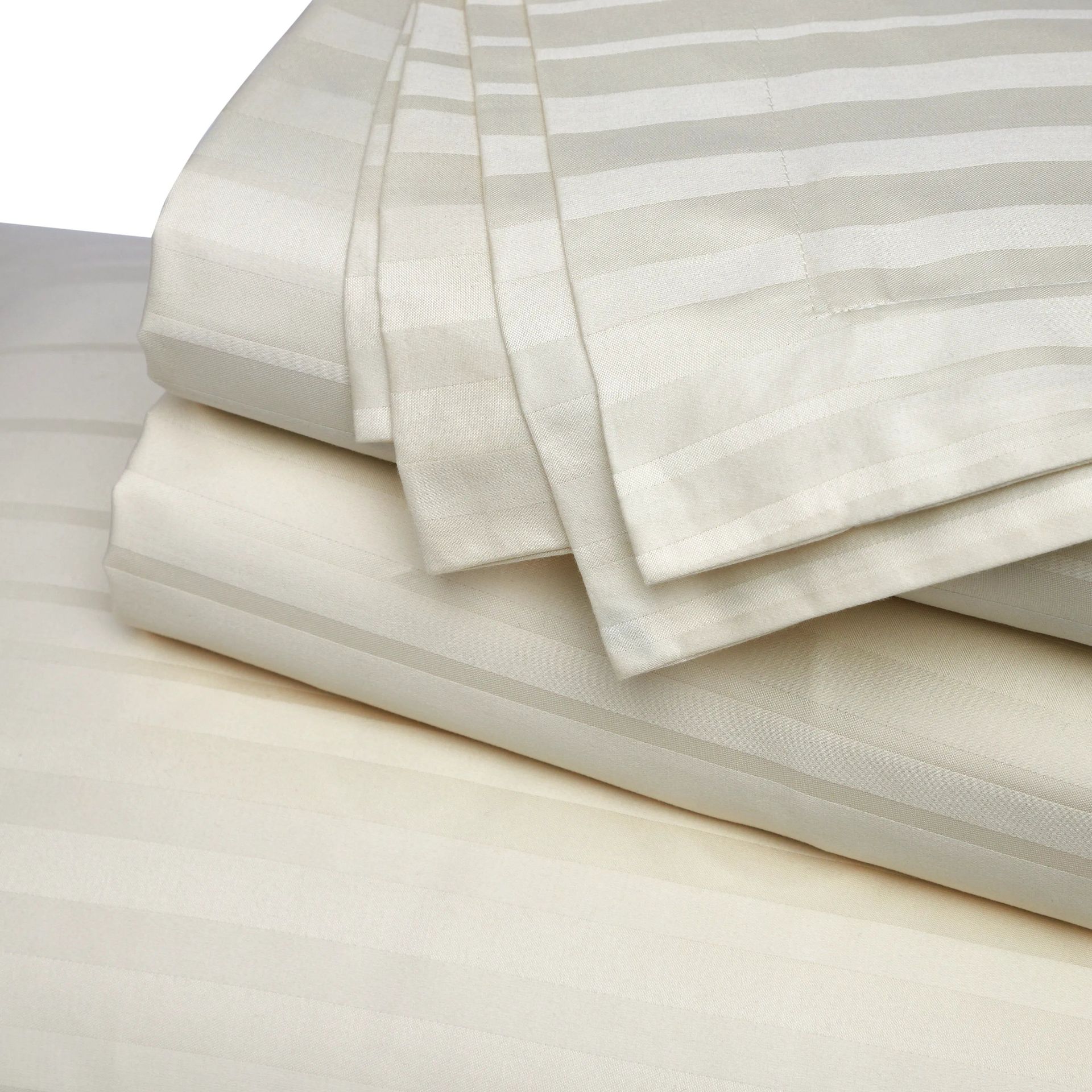 Solid Dyed 400 TC 100% Cotton Ivory King Fitted Sheet Set | Seraya