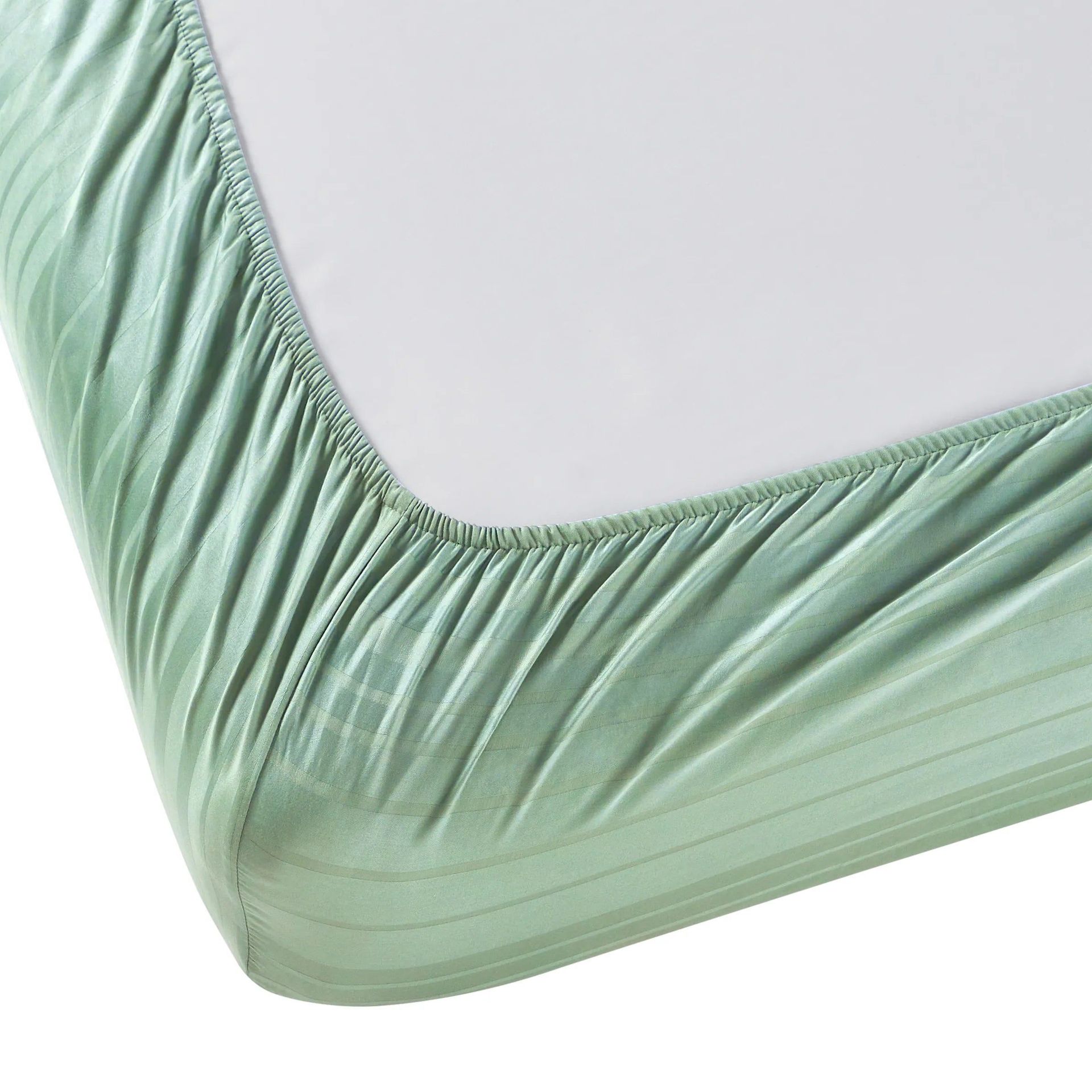 Solid Dyed 400 TC 100% Cotton Green Sage King Fitted Sheet Set | Seraya