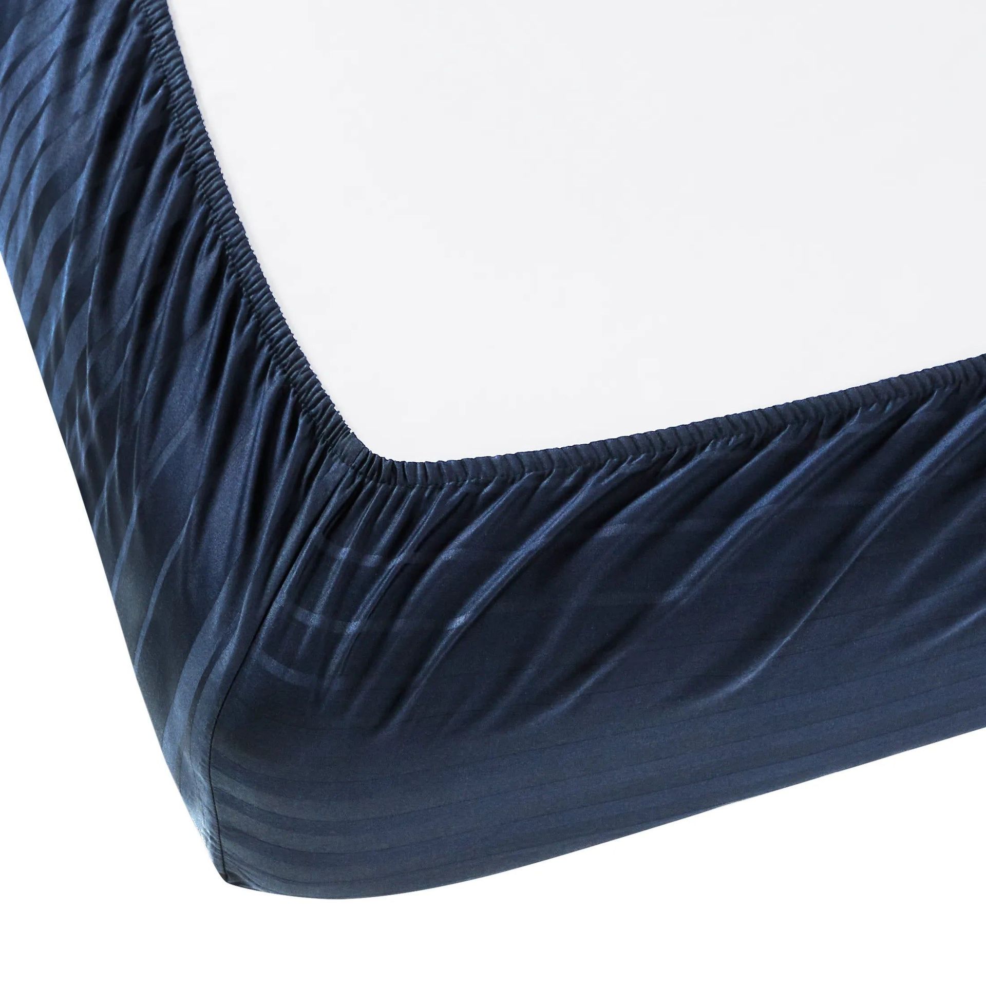 Solid Dyed 400 TC 100% Cotton Navy King Fitted Sheet Set | Seraya