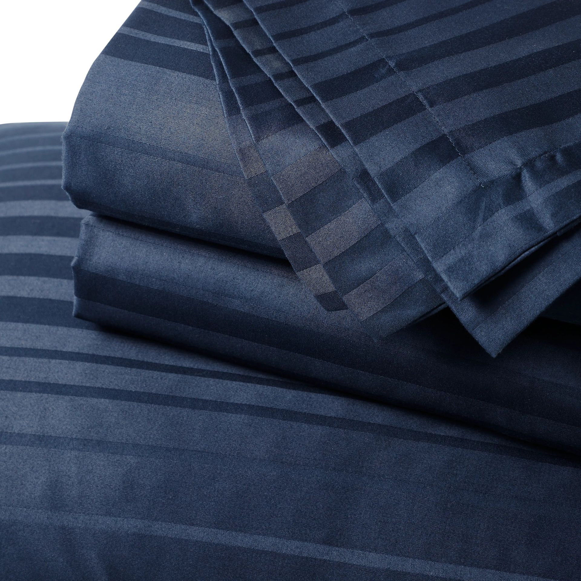 Solid Dyed 400 TC 100% Cotton Navy King Fitted Sheet Set | Seraya