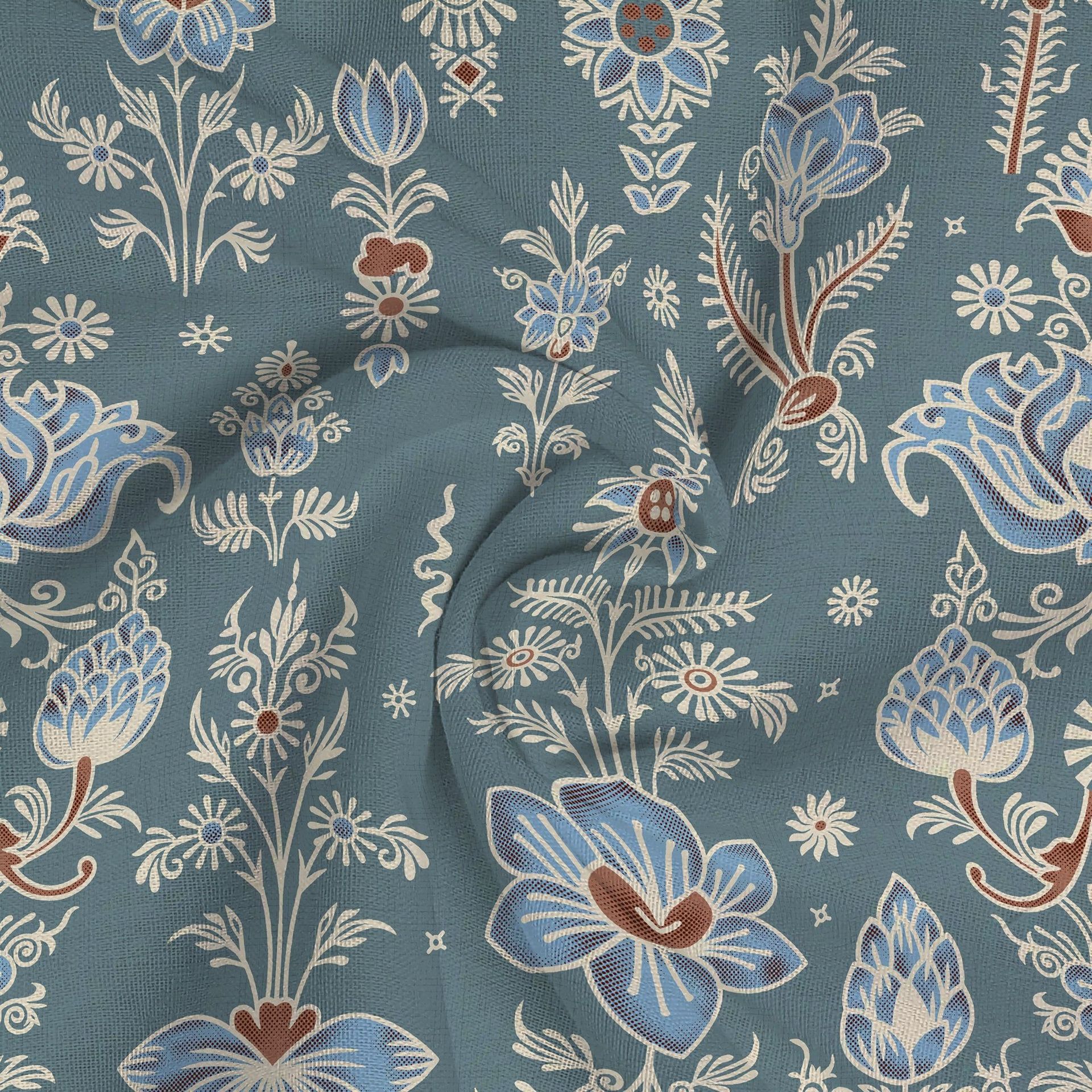 Indian Heritage 120 GSM Microfibre Blue Queen Bedsheet Set | Serene Nest