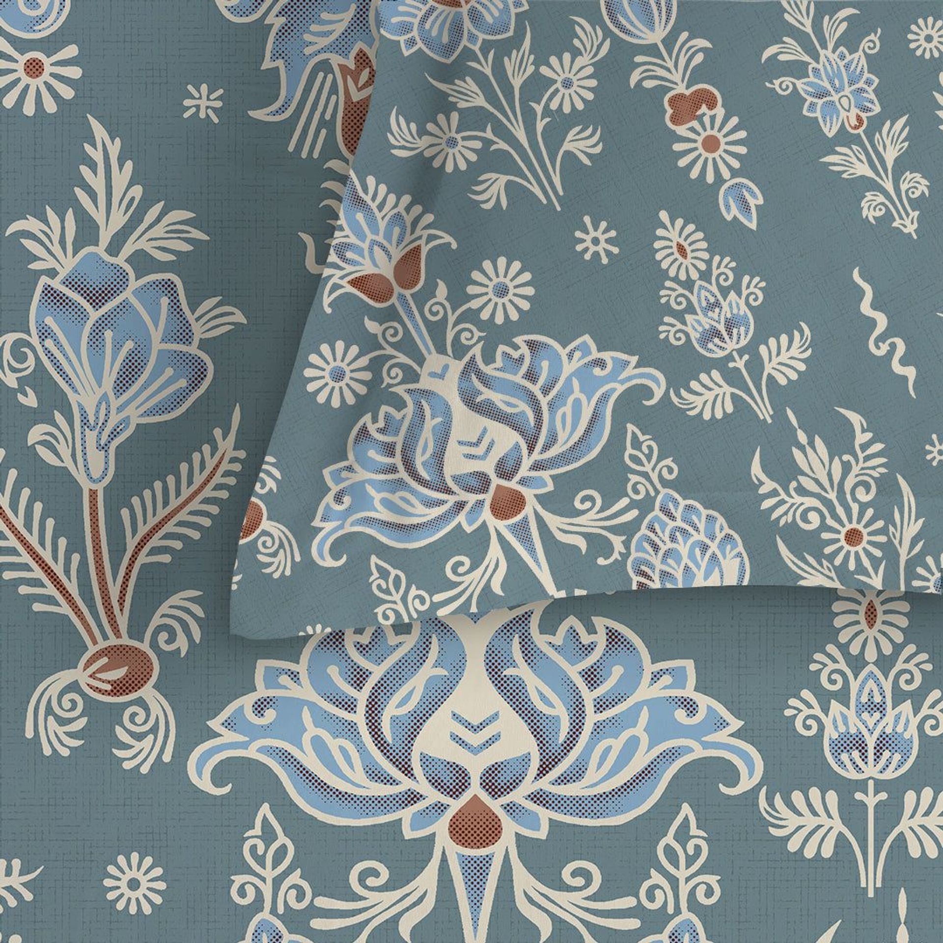 Indian Heritage 120 GSM Microfibre Blue Queen Bedsheet Set | Serene Nest