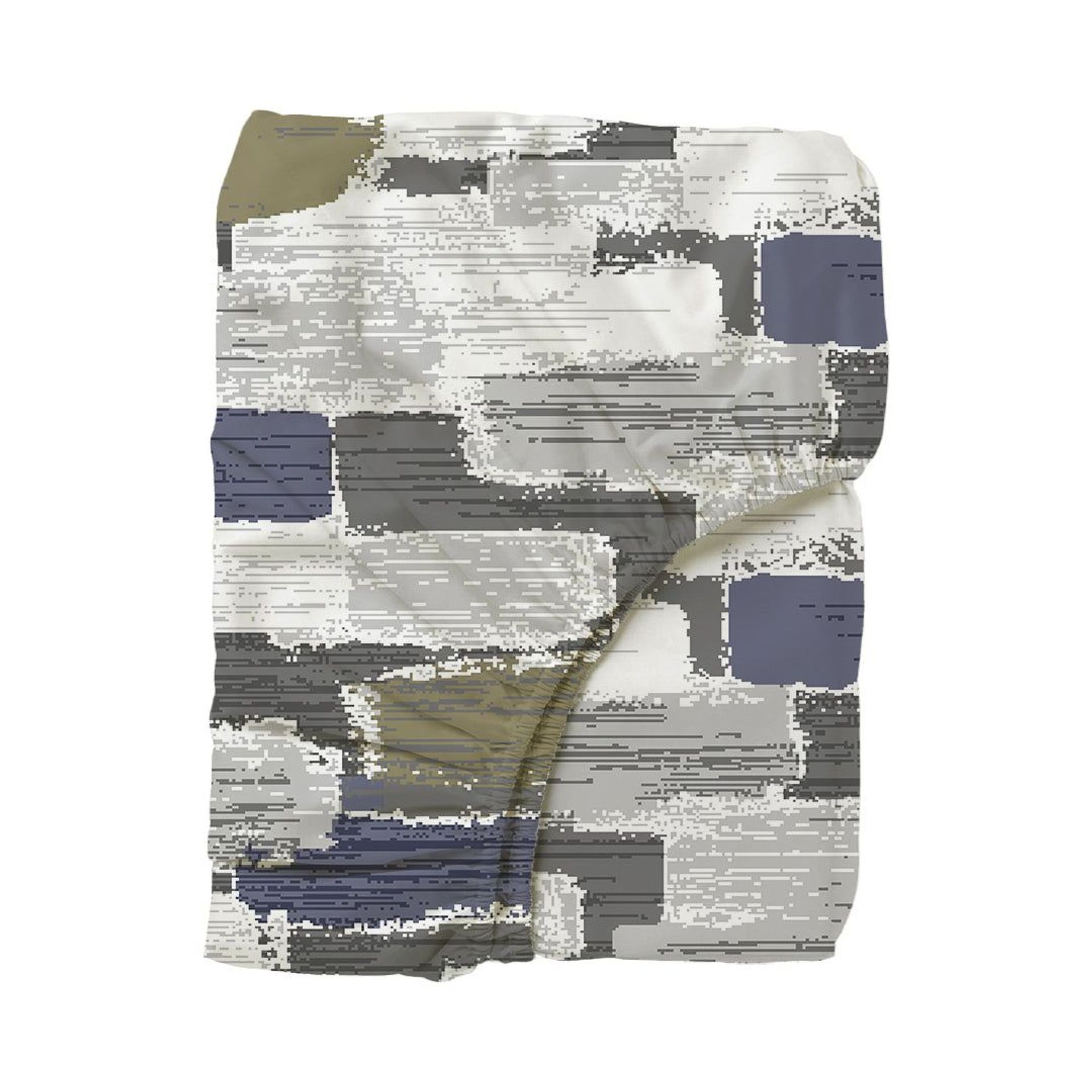 Geometric 120 GSM Microfibre Blue Olive King Fitted Sheet Set | Serene Nest