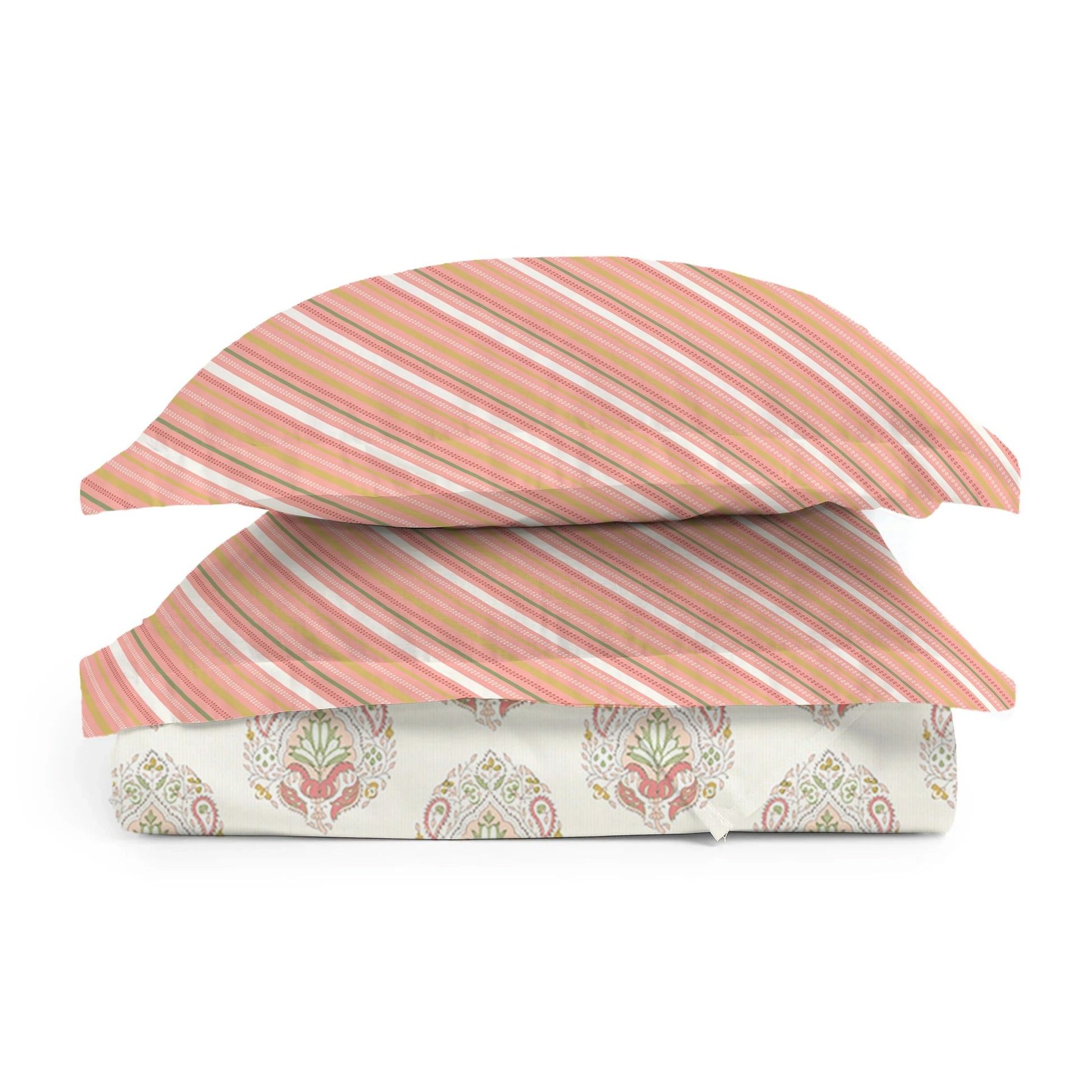 Indian Heritage 220 TC 100% Premium Cotton Soft Coral Super King Bedsheet Set | Udyan Tales