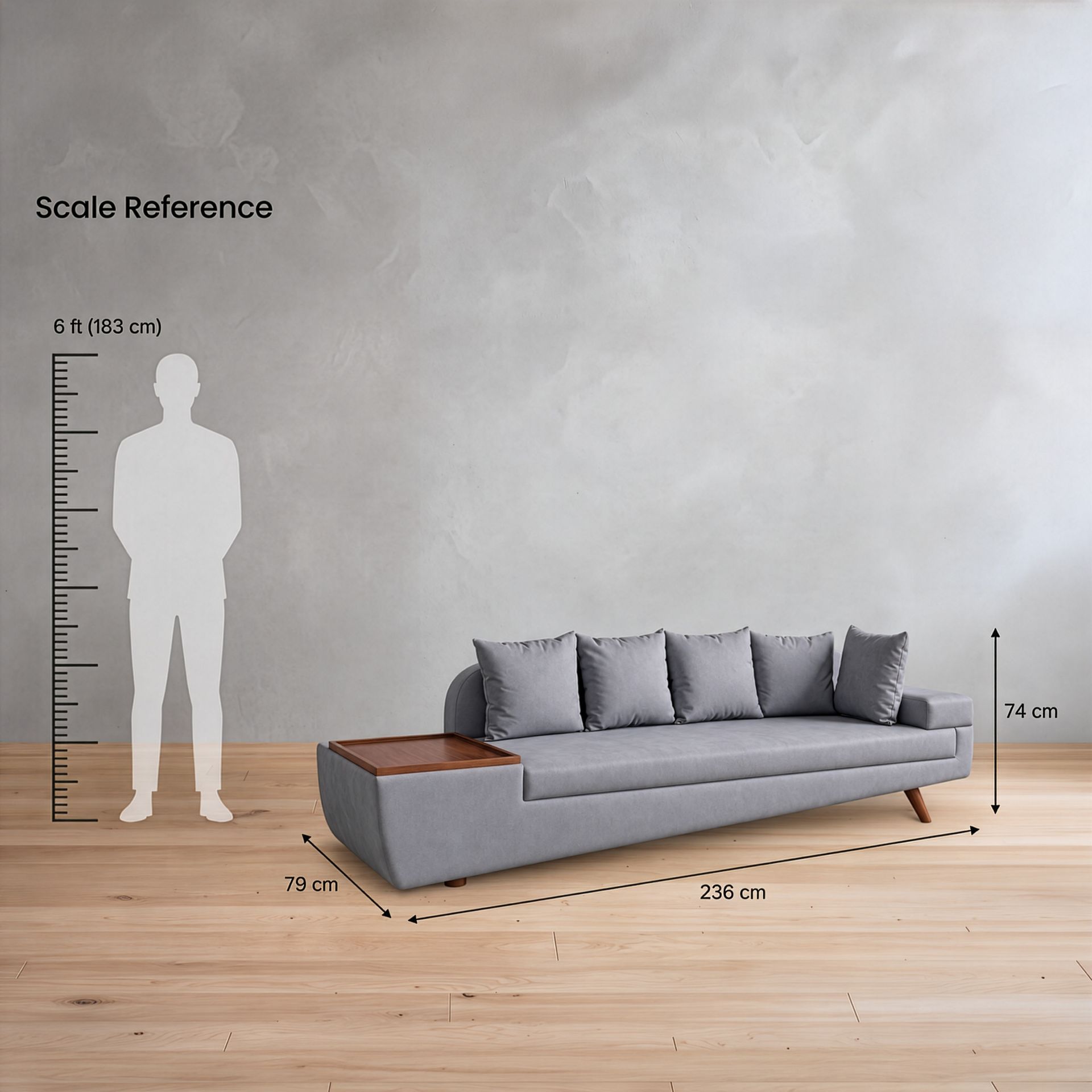 Wedge Sofa with Right Arm
