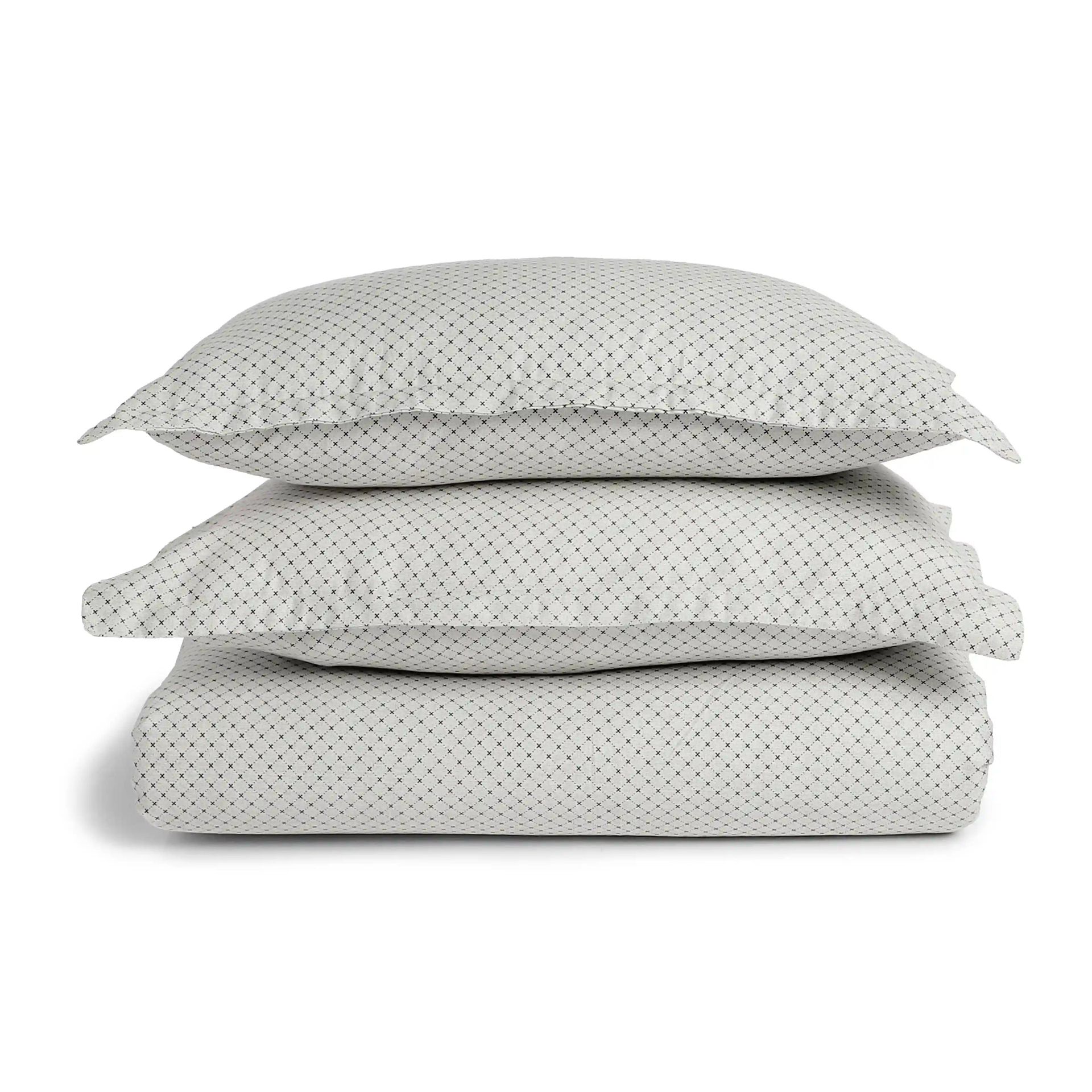Geometric 250 TC 100% Cotton Oatmeal Super King Bedsheet Set | Yutori
