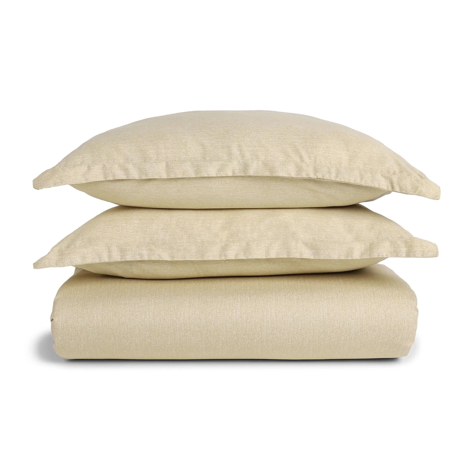 Textured 250 TC 100% Cotton Beige Super King Bedsheet Set | Yutori