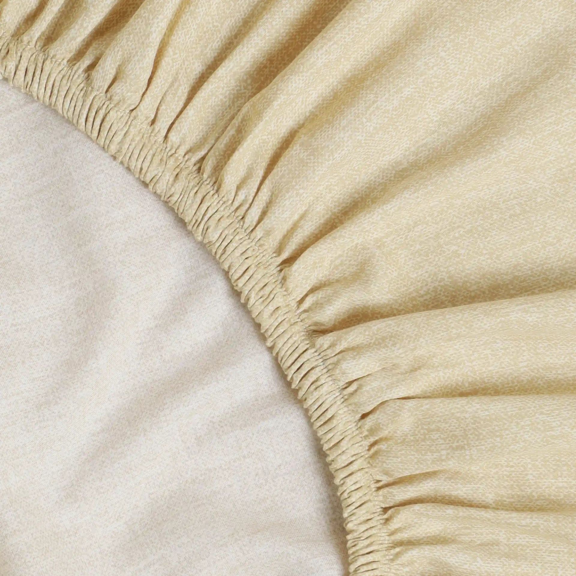 Textured 250 TC 100% Cotton Beige King Fitted Sheet Set | Yutori