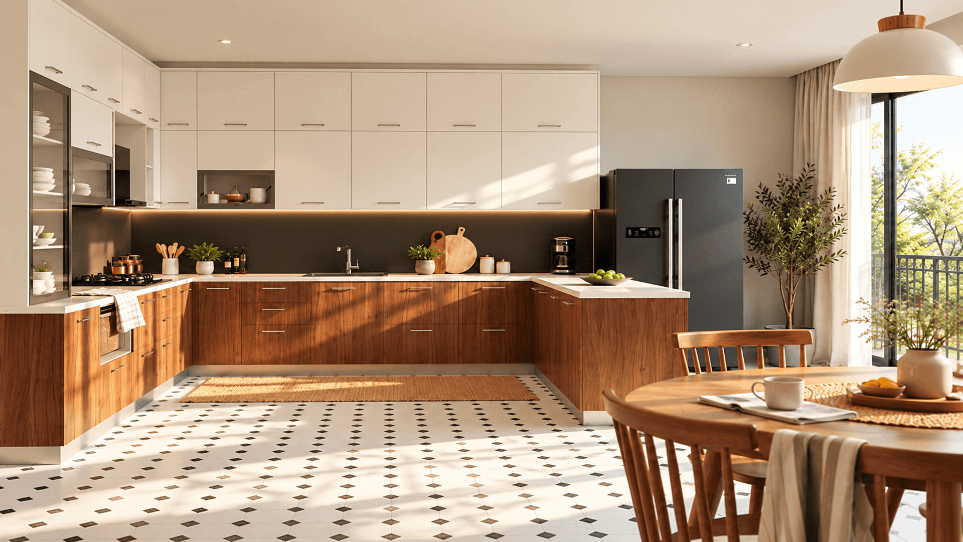Sunlit Modern Kitchen and Dining Area.png