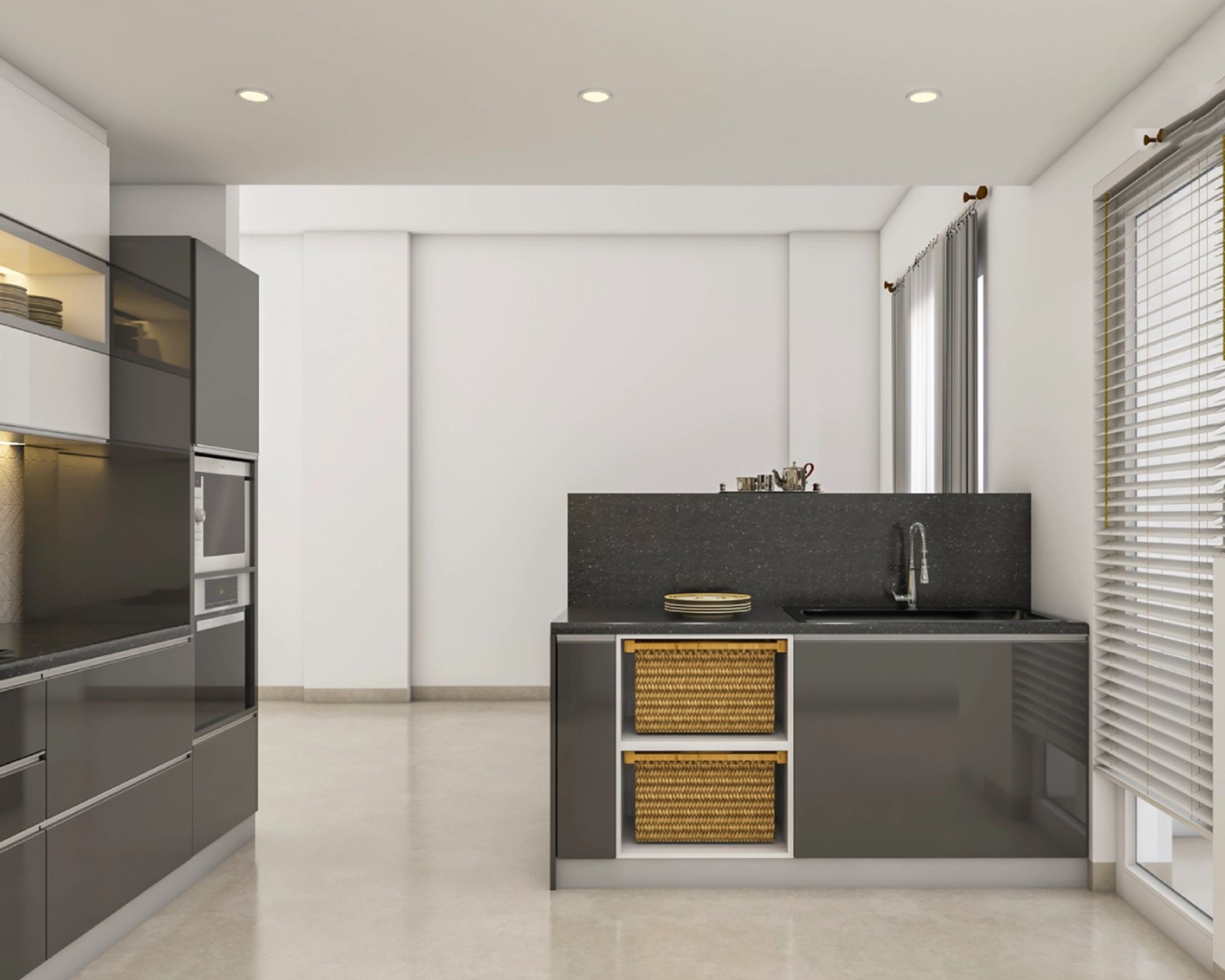 Modern Kitchen Design In Grey And White | Livspace