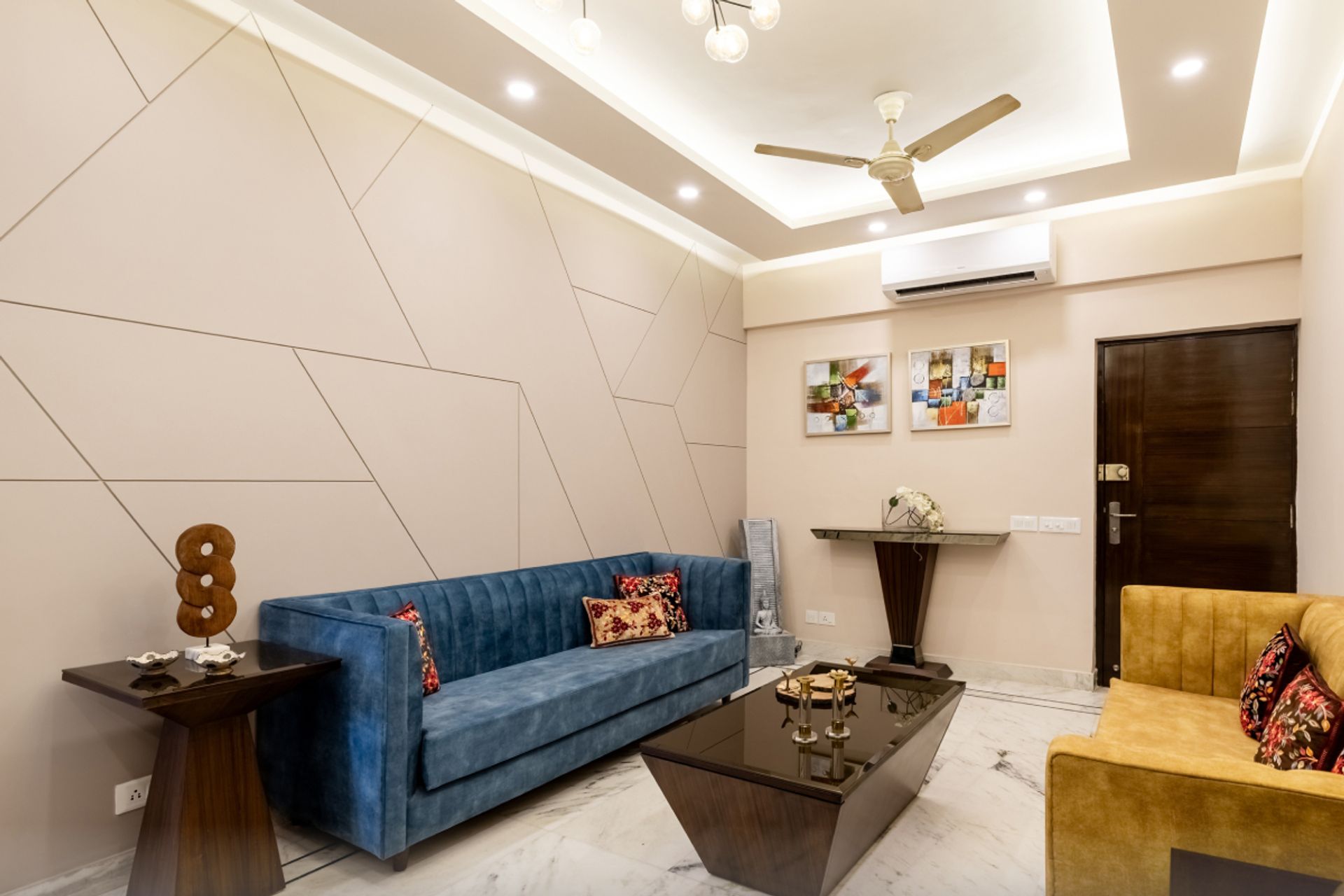 Beige Living Room Wall Paint For Compact Houses | Livspace
