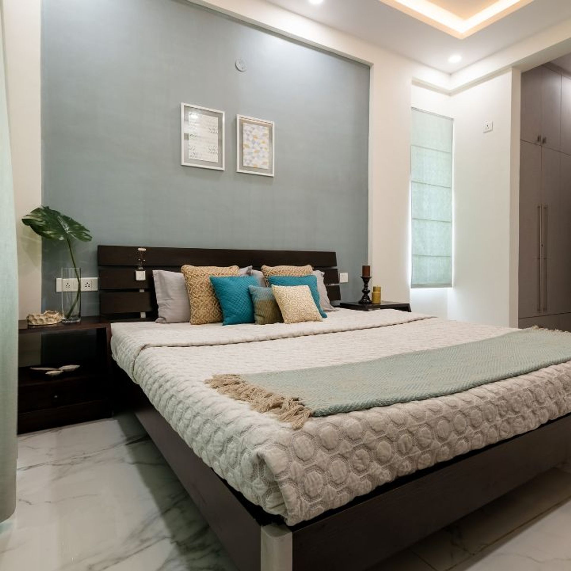 Bedroom Wall Paint Design With Muted Colours | Livspace