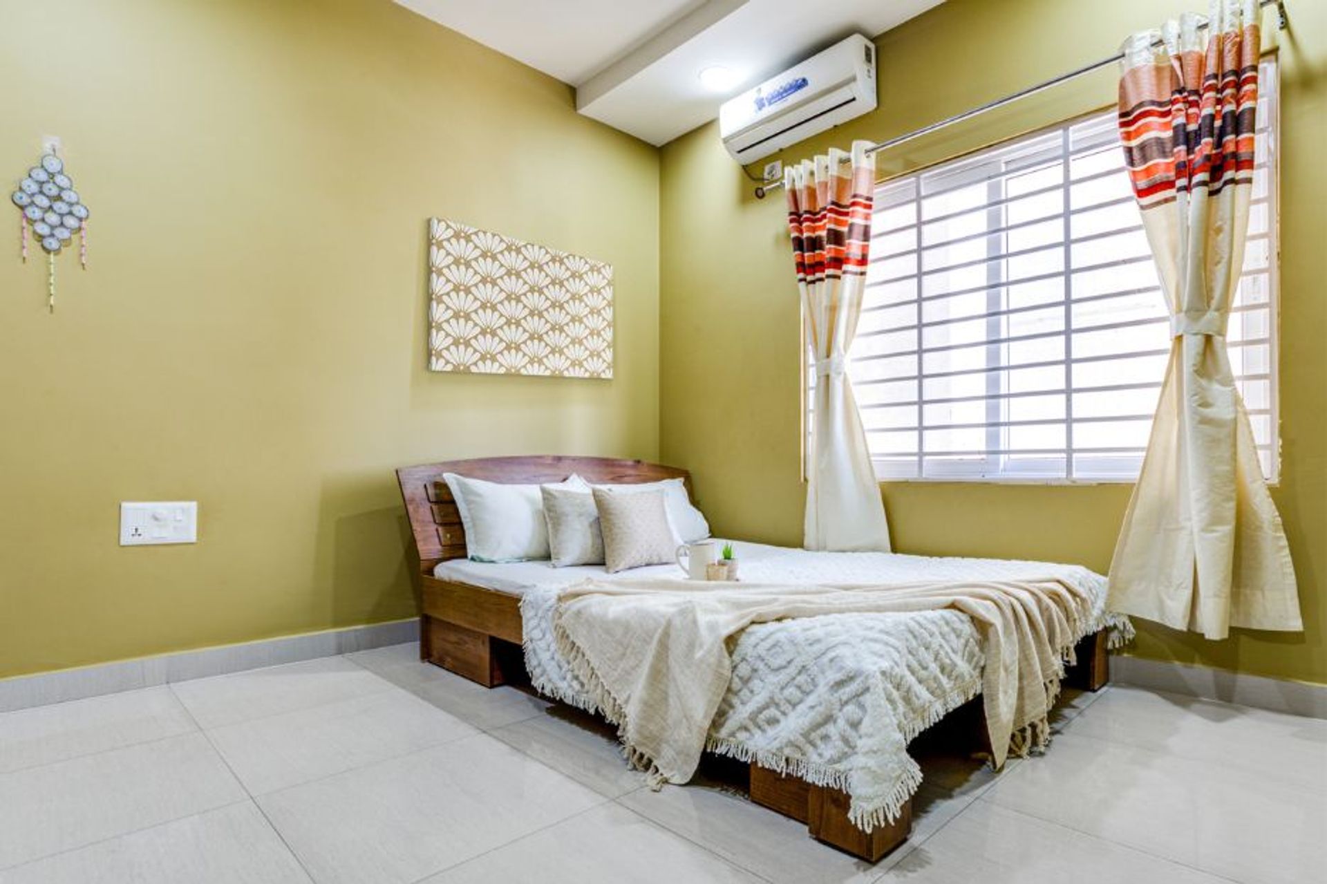 Olive Green And White Wall Paint Design | Livspace