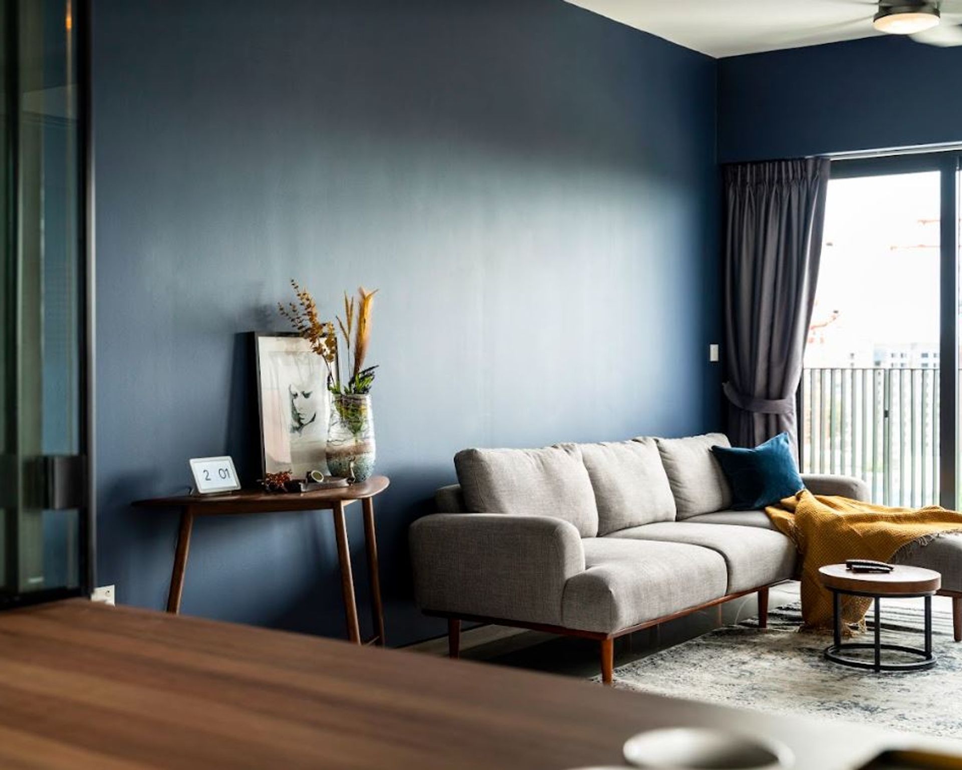 Navy Blue Wall Paint For Living Room | Livspace