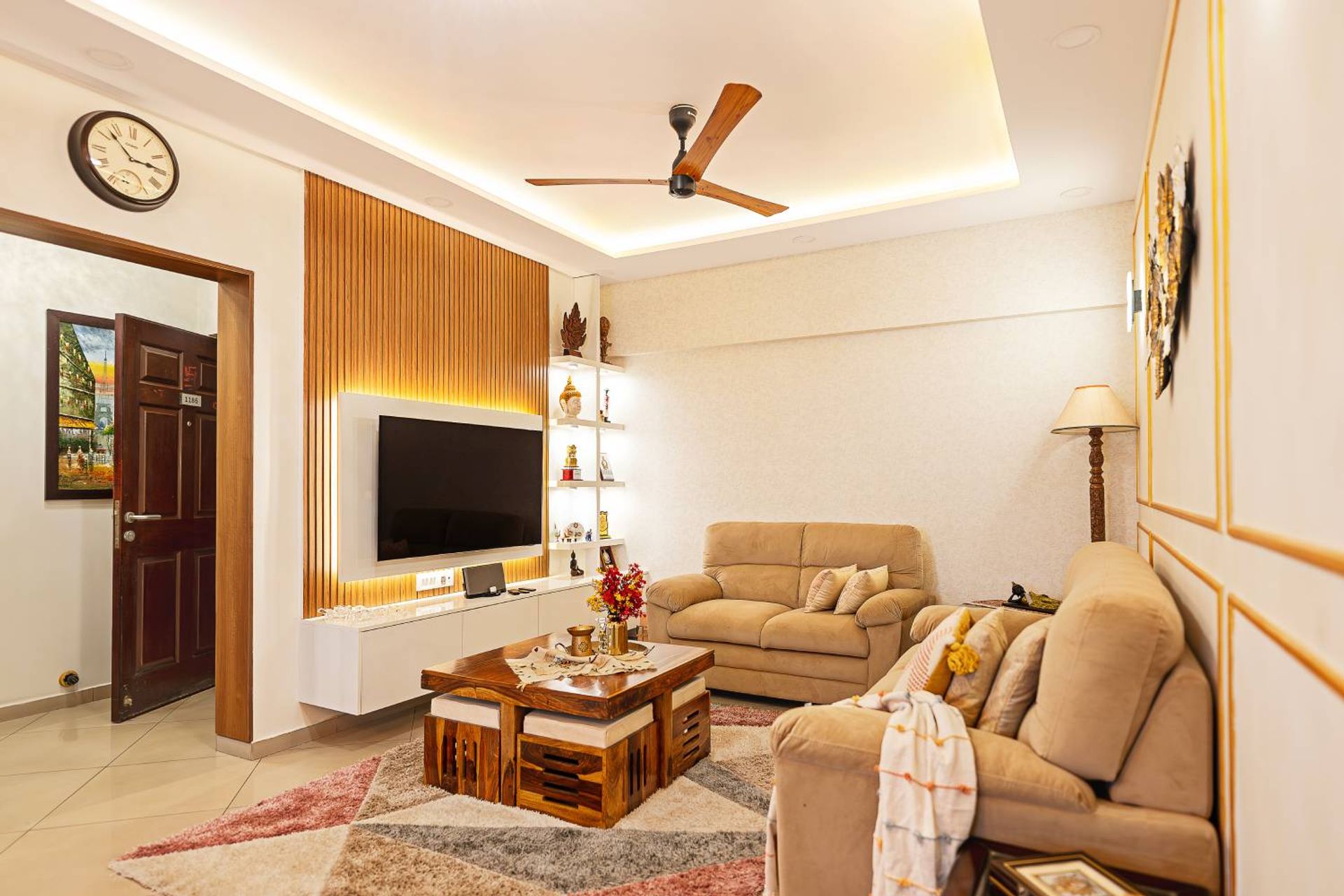 Contemporary 3BHK Apartment Interiors in Bengaluru for budget 10 - 15 ...