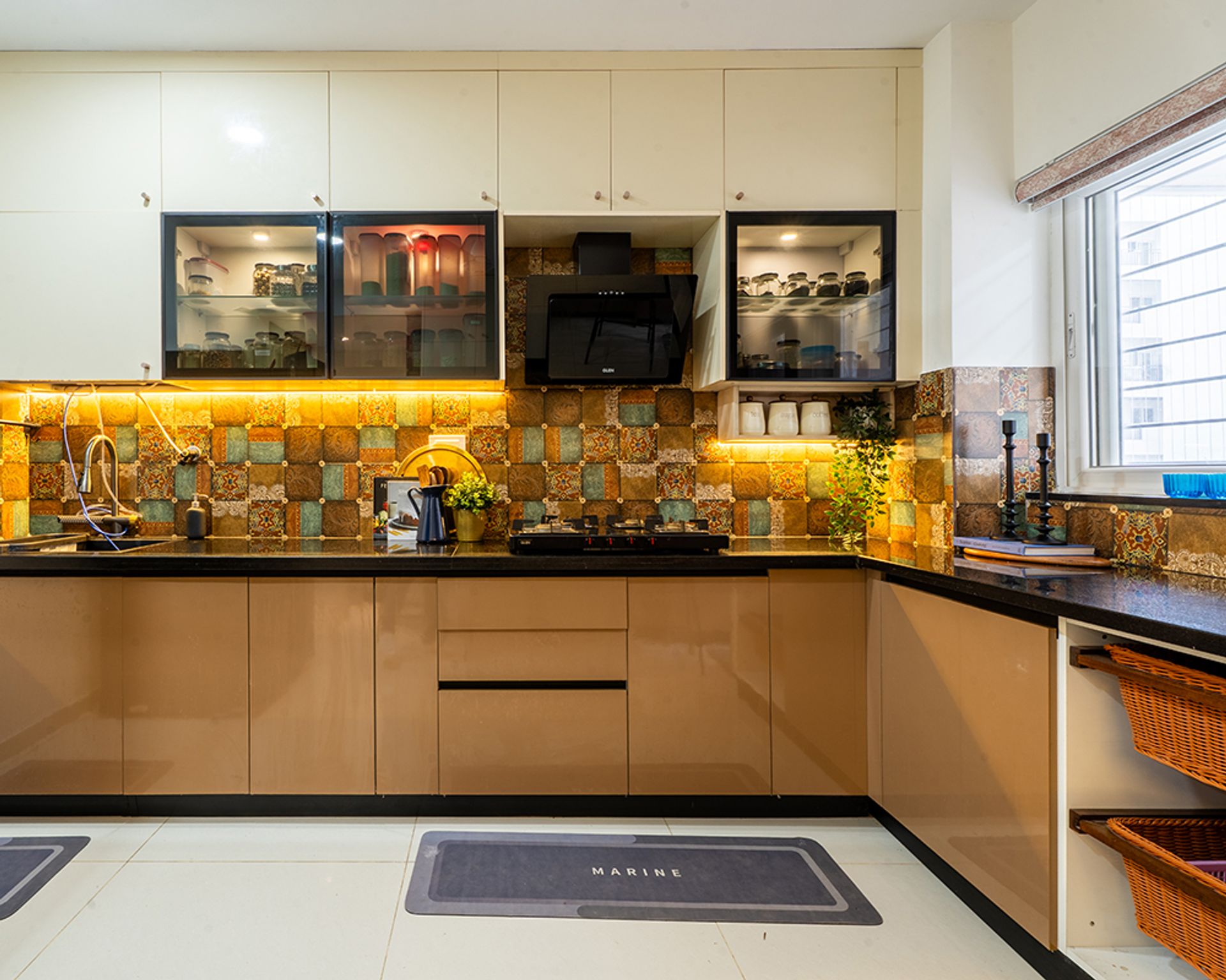 2BHK Modern Style Interior Design in Hyderabad with Living Room with ...
