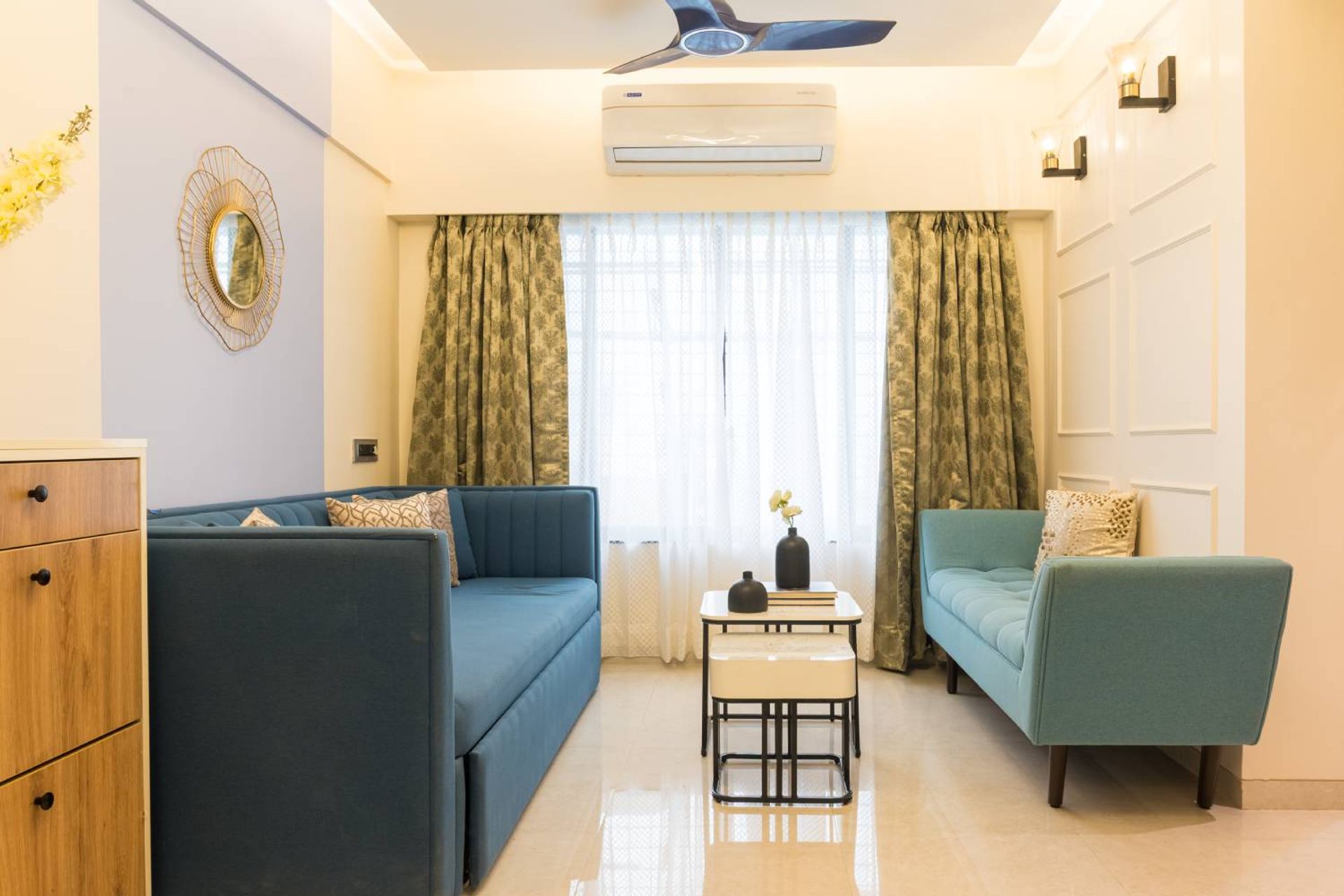 2BHK Modern Style Interior Design in Mumbai with L-Shaped Kitchen ...