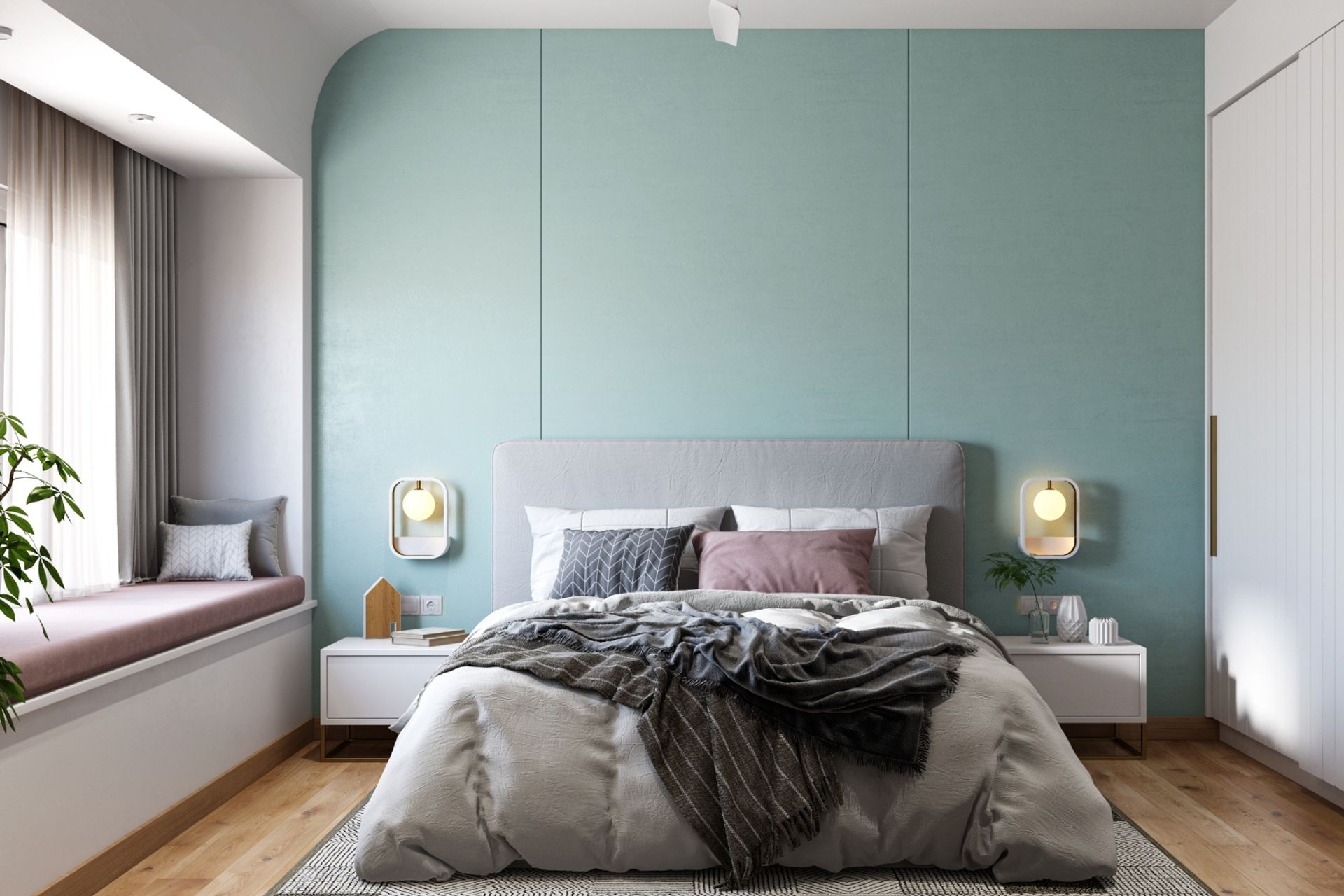 Spacious Bedroom Design With Wardrobe And Side Tables | Livspace