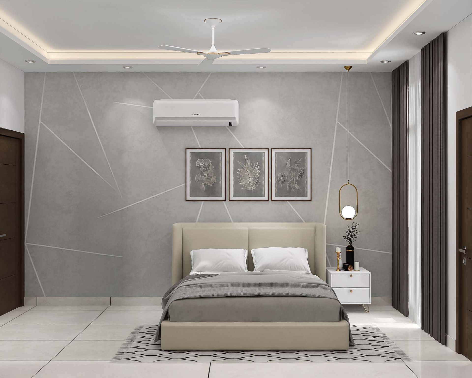 Contemporary Master Bedroom Design With Accent Wall and Built-In ...