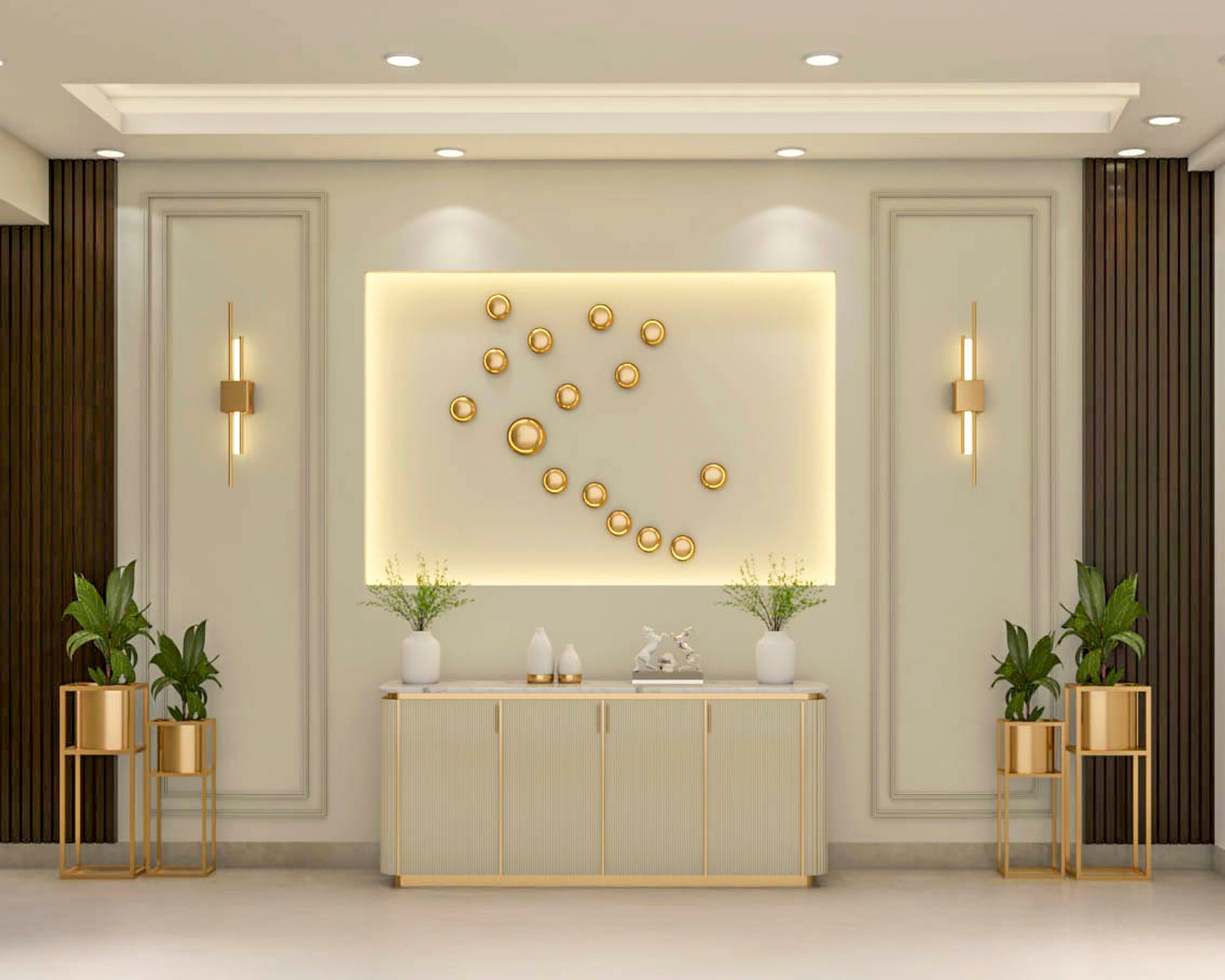 Contemporary Foyer Design With Open Shoe Rack | Livspace