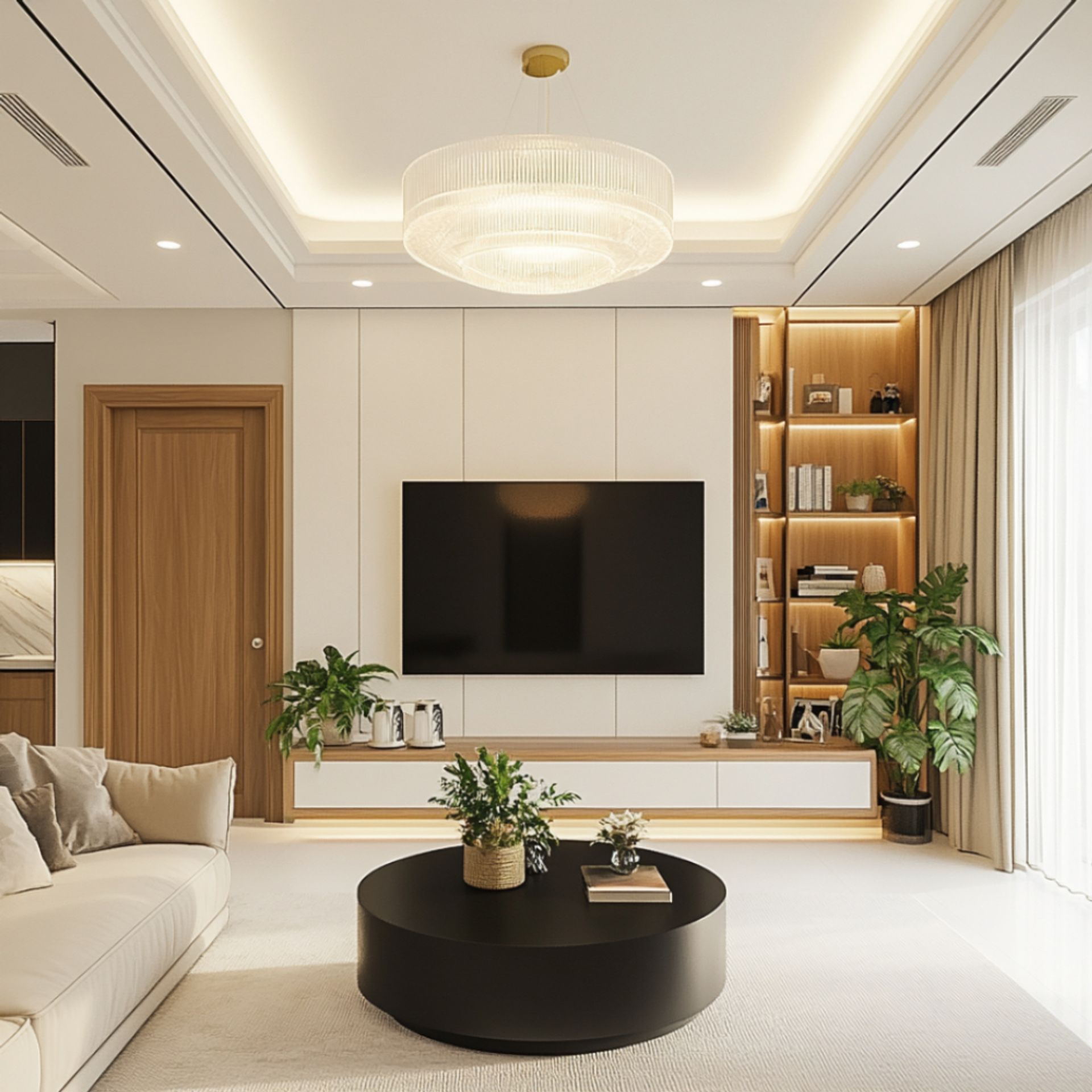 Simple Single Layer Gypsum False Ceiling Design with Cove Light for ...