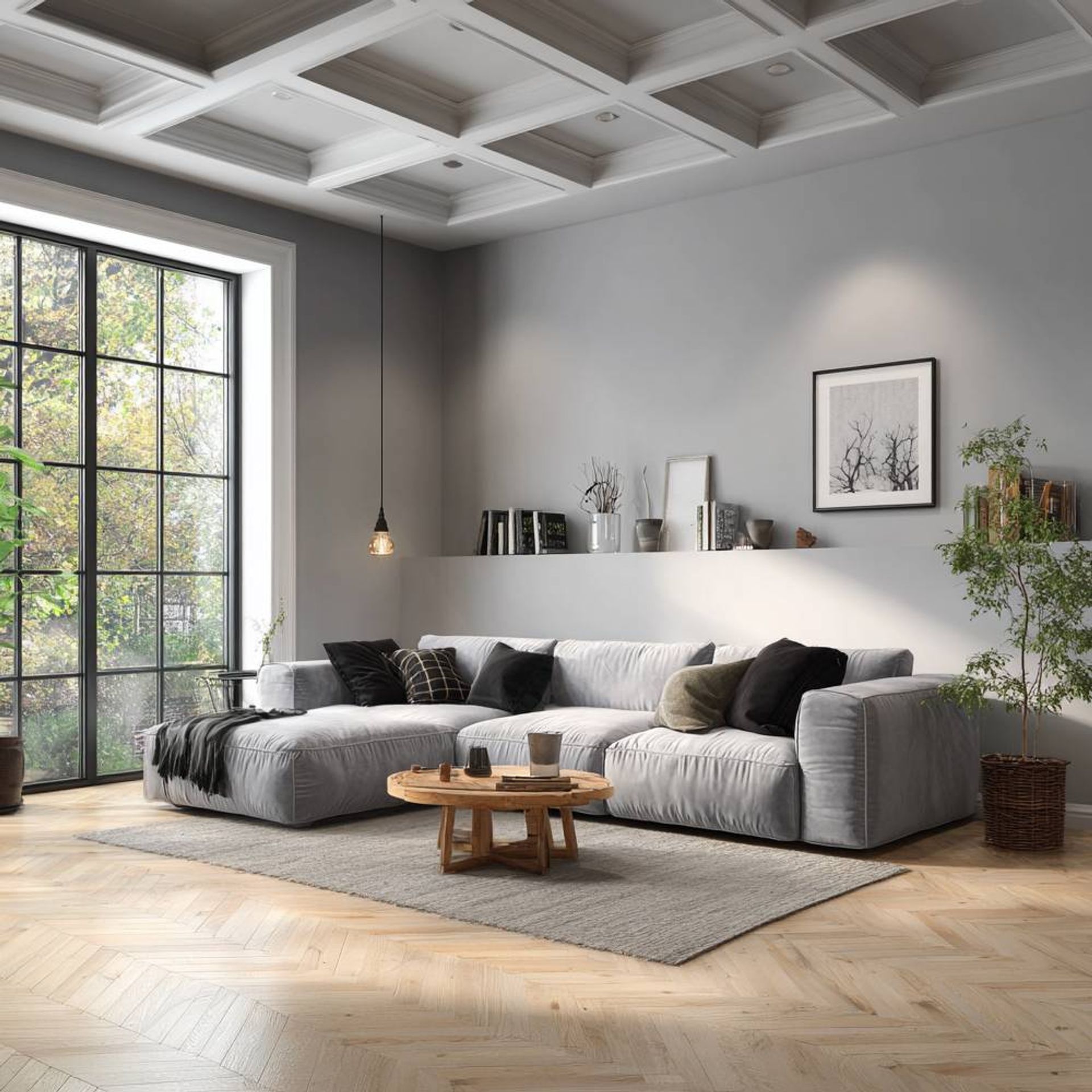 Modern Grey Wall Paint Design With Monochrome Art Highlights | Livspace