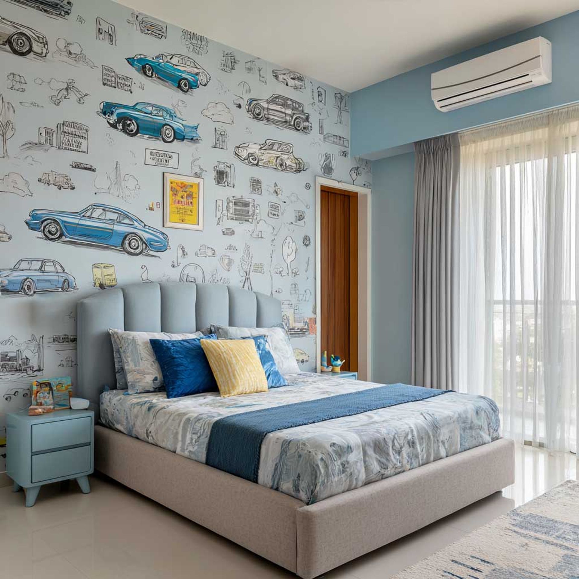 Modern Blue Wallpaper Design Creating Youthful and Vibrant Interiors ...