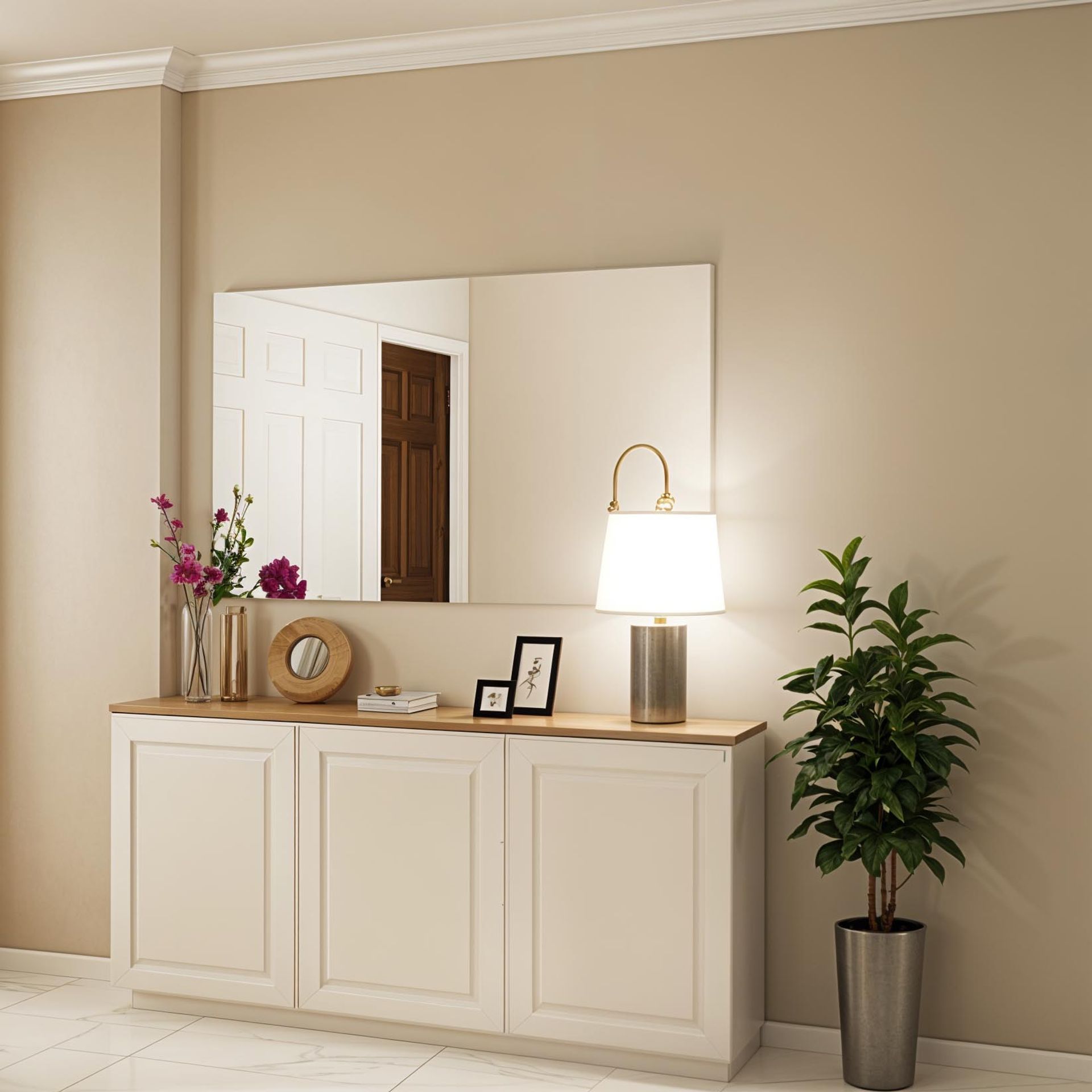 Customizable Minimal Beige Wall Paint Design for Foyer, Living Room ...
