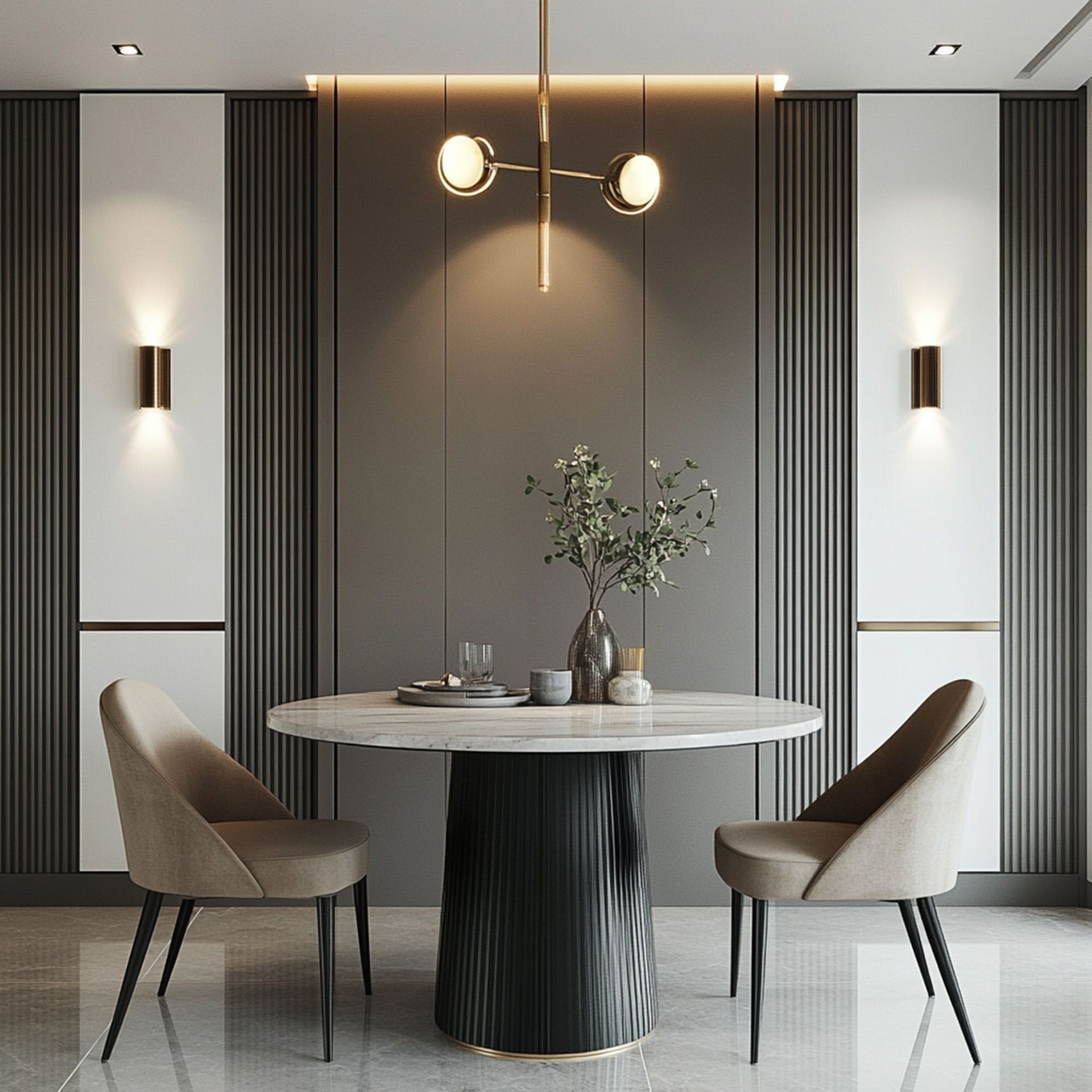 Contemporary Grey and White Wall Design With Panelled Wall with ...