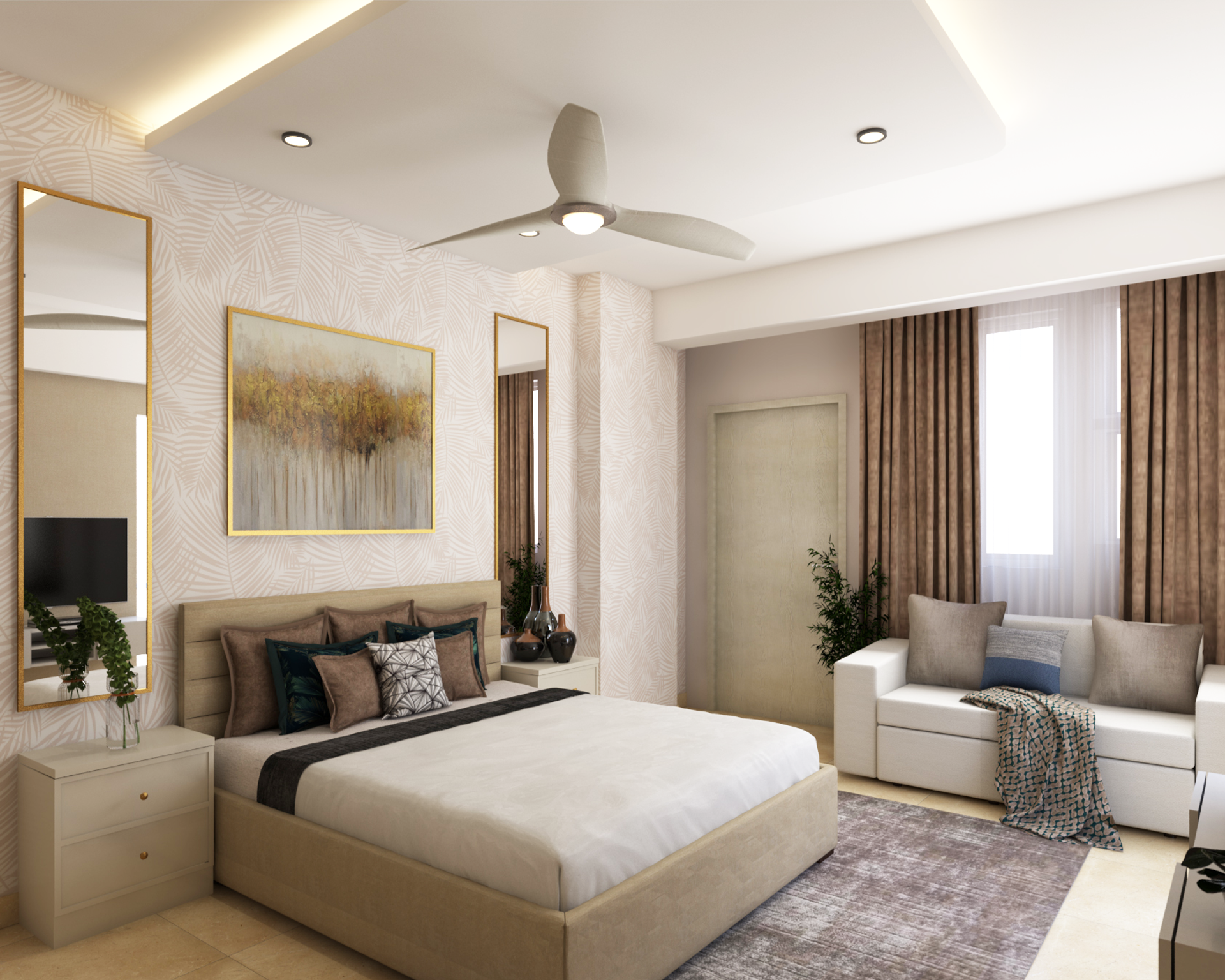 False Neutral Neutral-Toned False Ceiling Design | Livspace