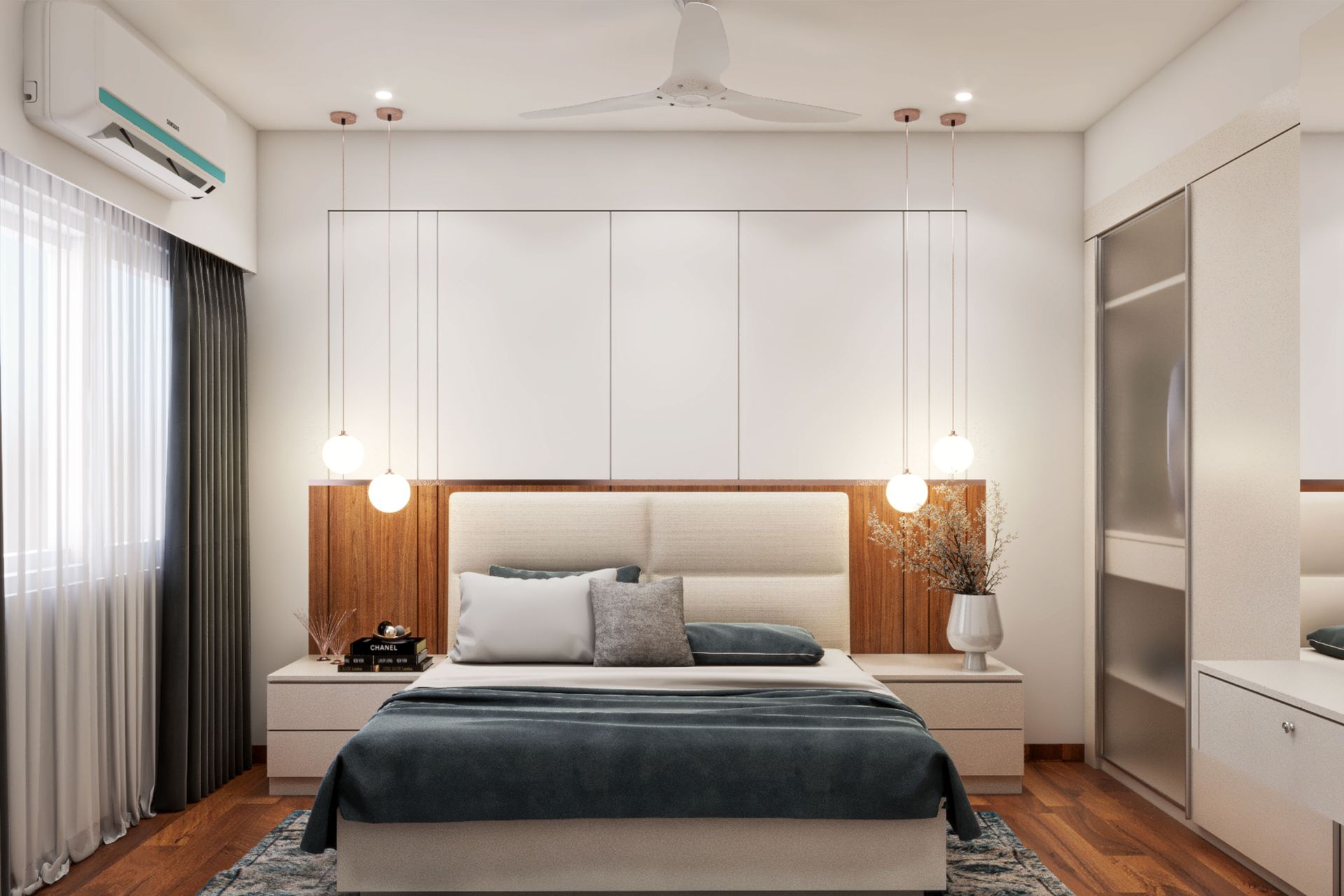 Modern Master Bedroom Design With Compact Interiors | Livspace