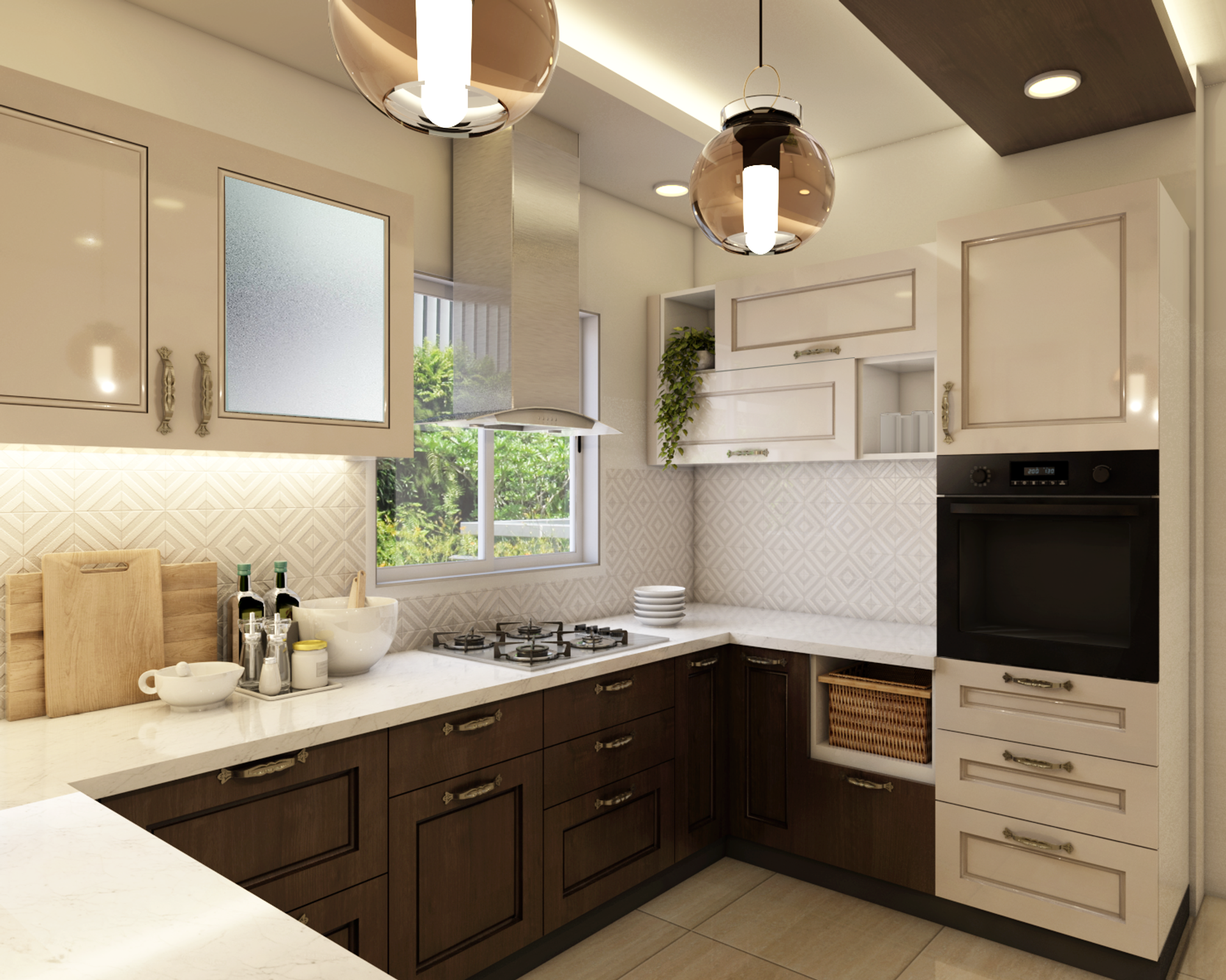 U Shaped Kitchen Design With Spacious Layout | Livspace