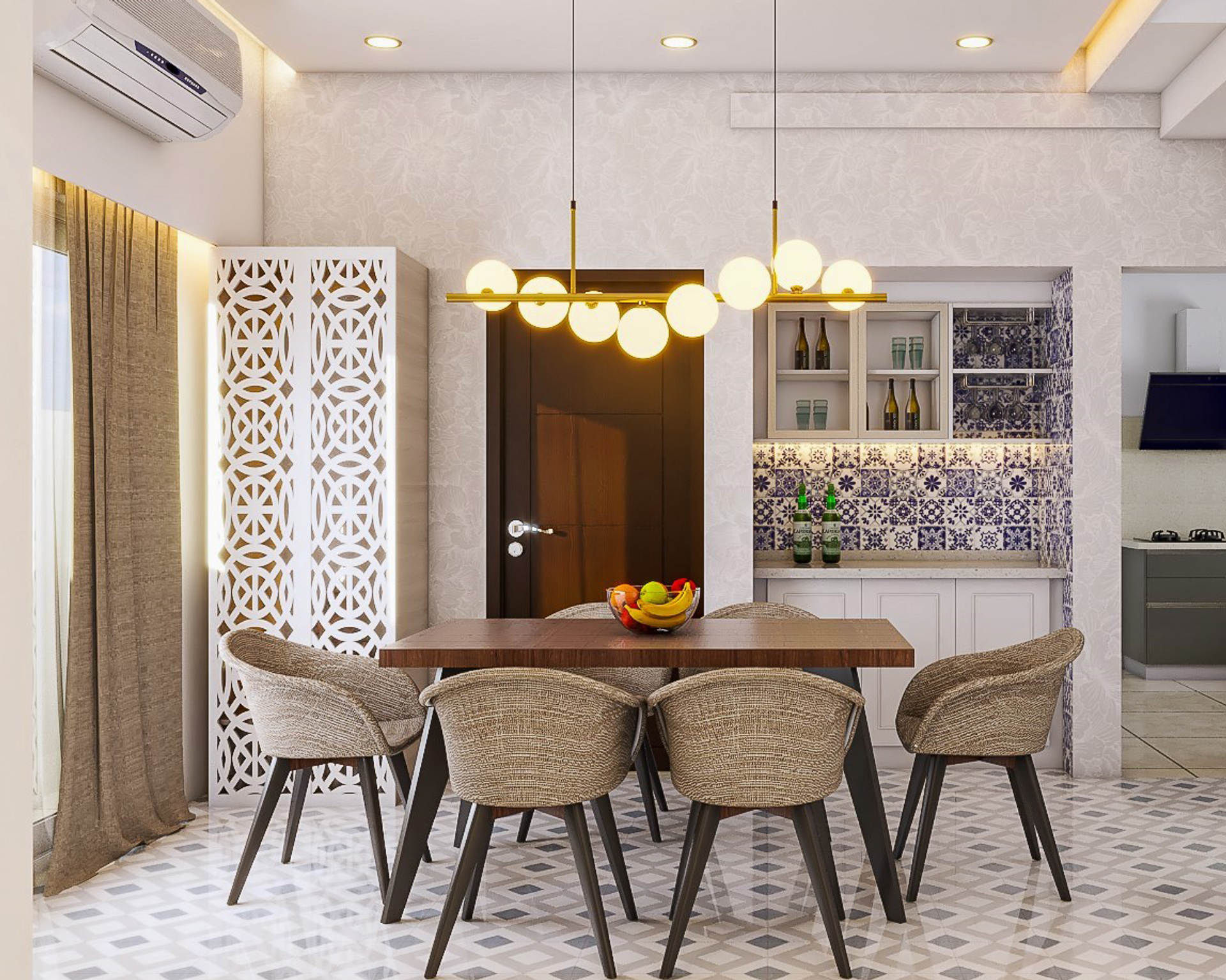 Unique Beige Coloured Dining Room Design