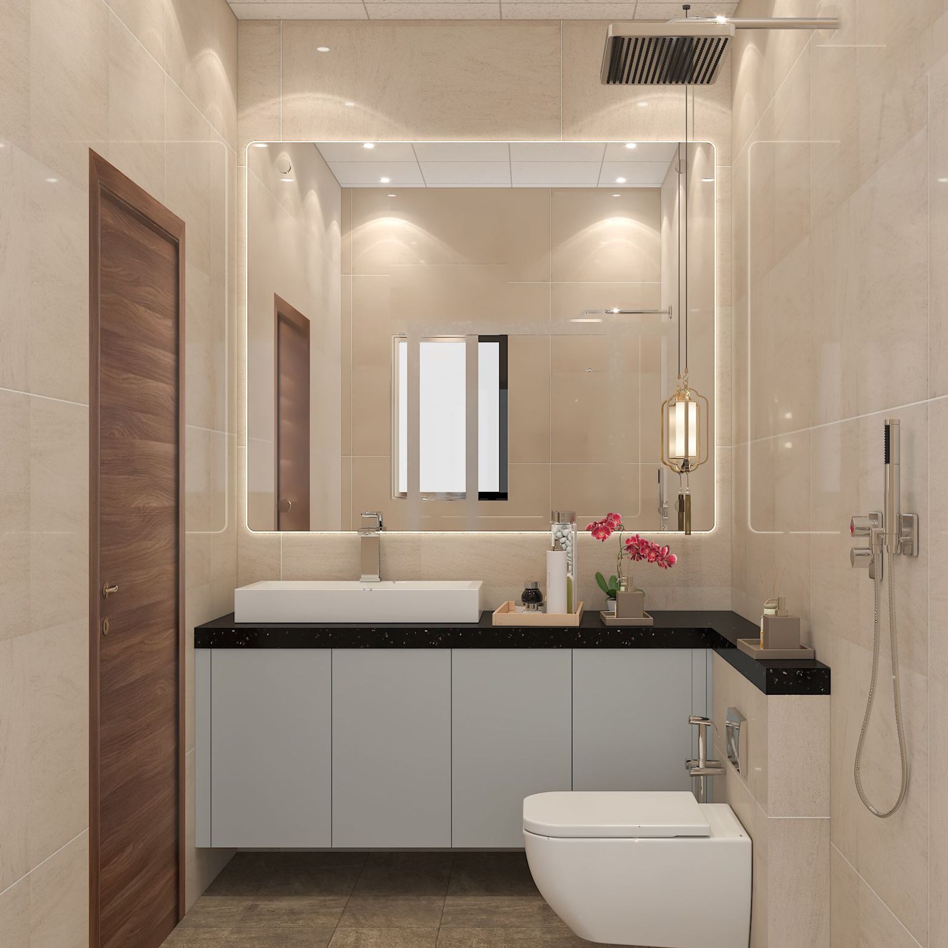 Maximum Storage Convenient Modern Styled Bathroom Design | Livspace