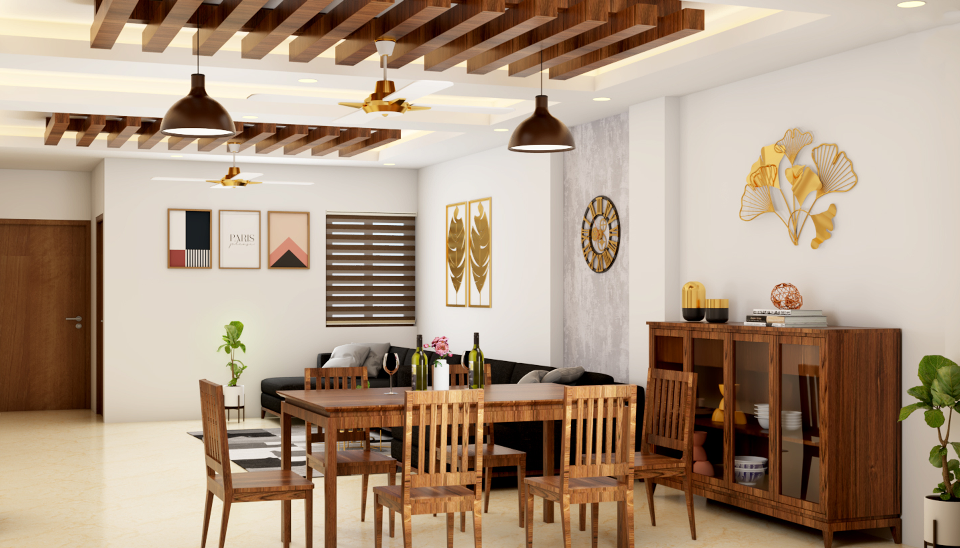 Spacious Modern Dining Room Design With Sleek Interiors | Livspace