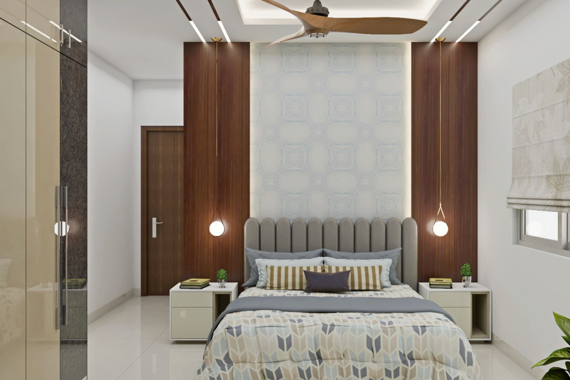 Grey Spacious Guest Bedroom Design With Contemporary Decor | Livspace