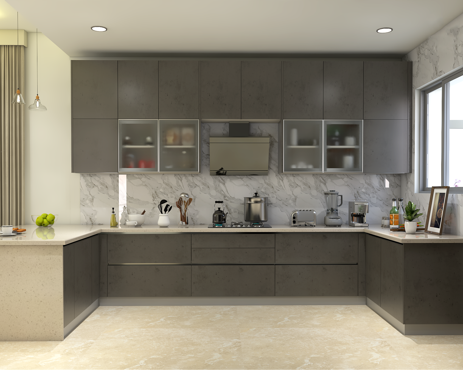 Multi- Functional Convenient Modern Style Kitchen Design | Livspace