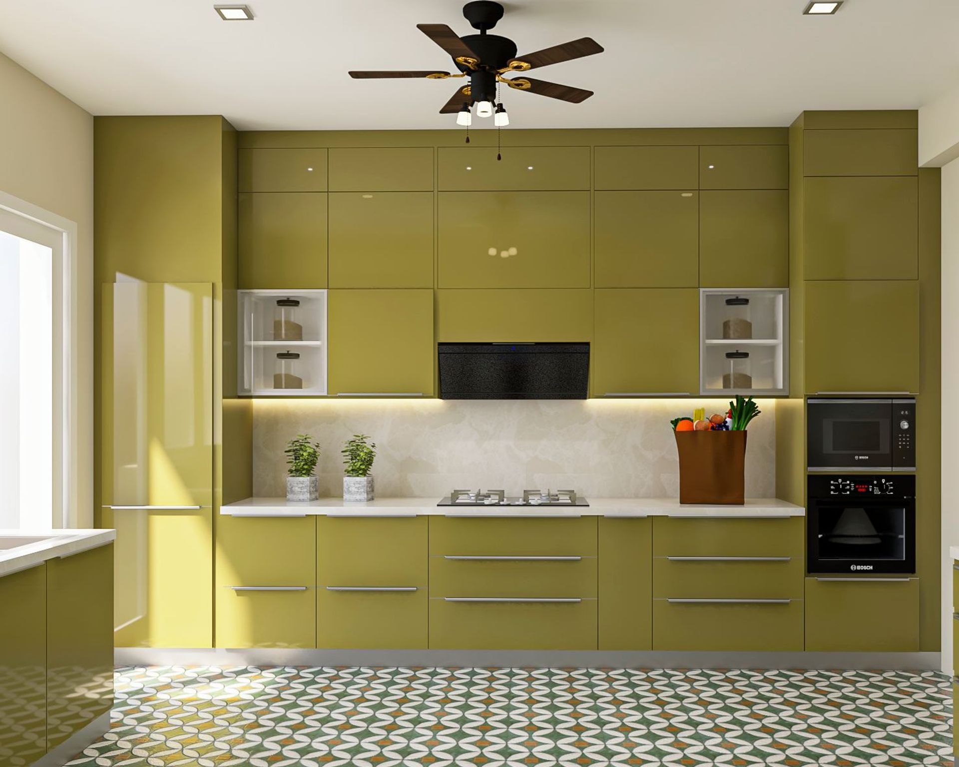 Maximum Storage Convenient Modern Theme Kitchen Design | Livspace