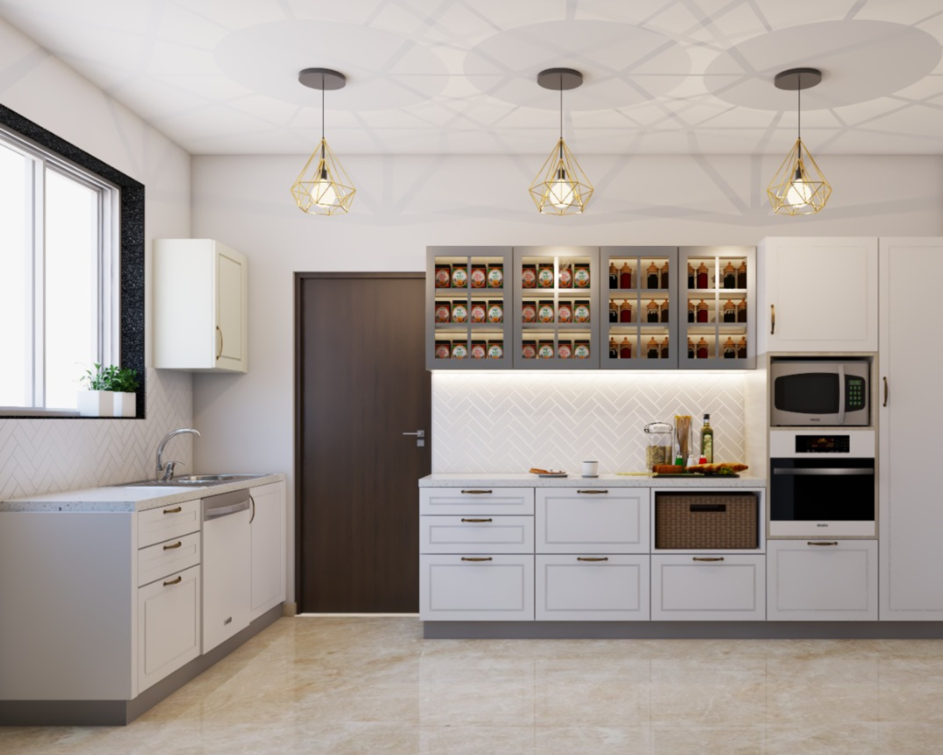 Modular Kitchen Design With White Interiors | Livspace