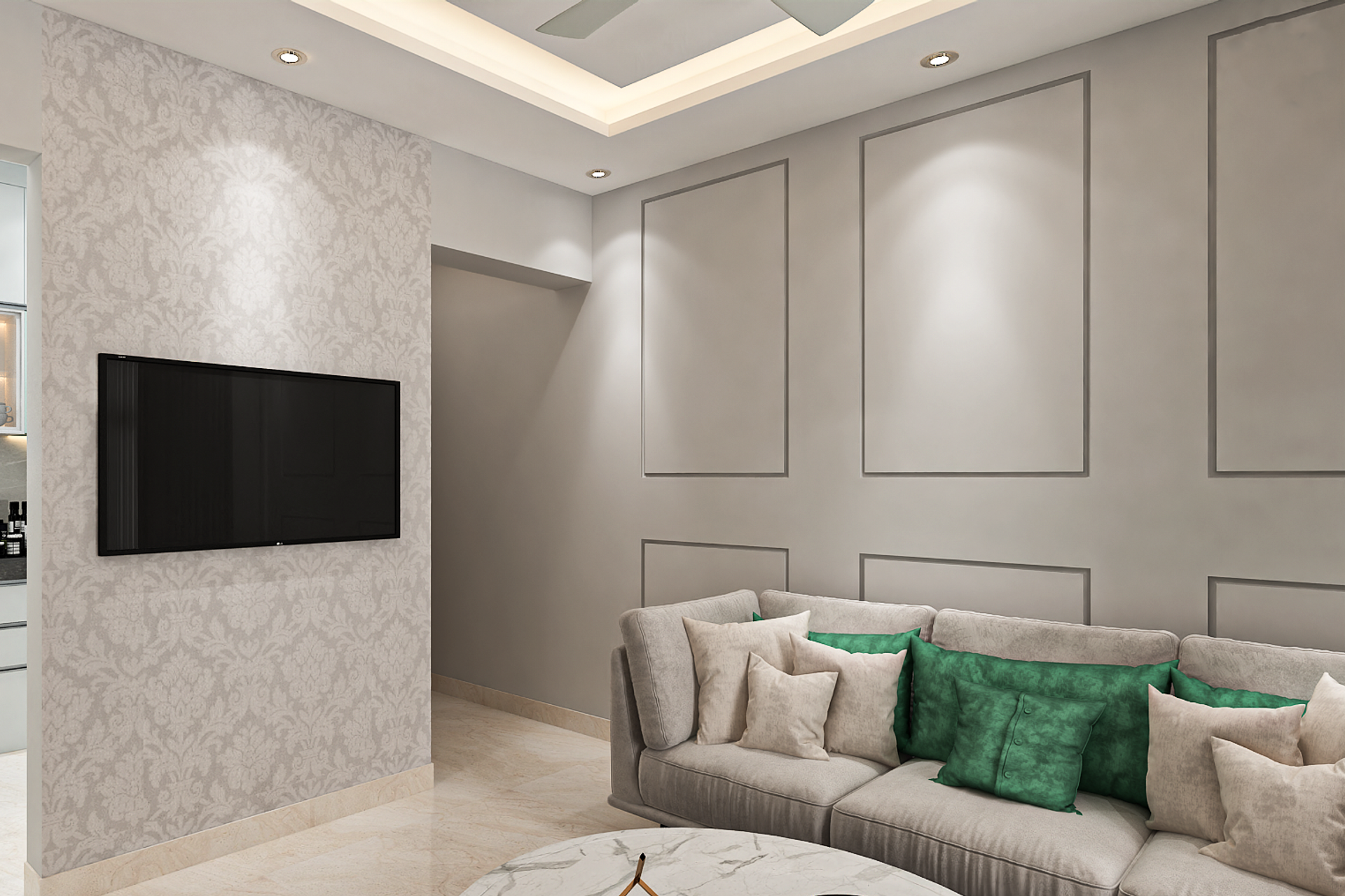 Spacious Living Room Design With Sofa Set | Livspace