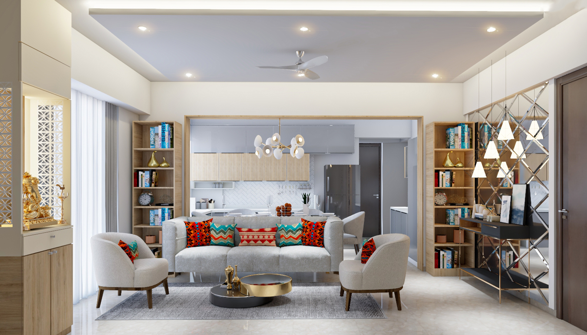 Traditional Compact Living Room Design With Leather Sofa | Livspace