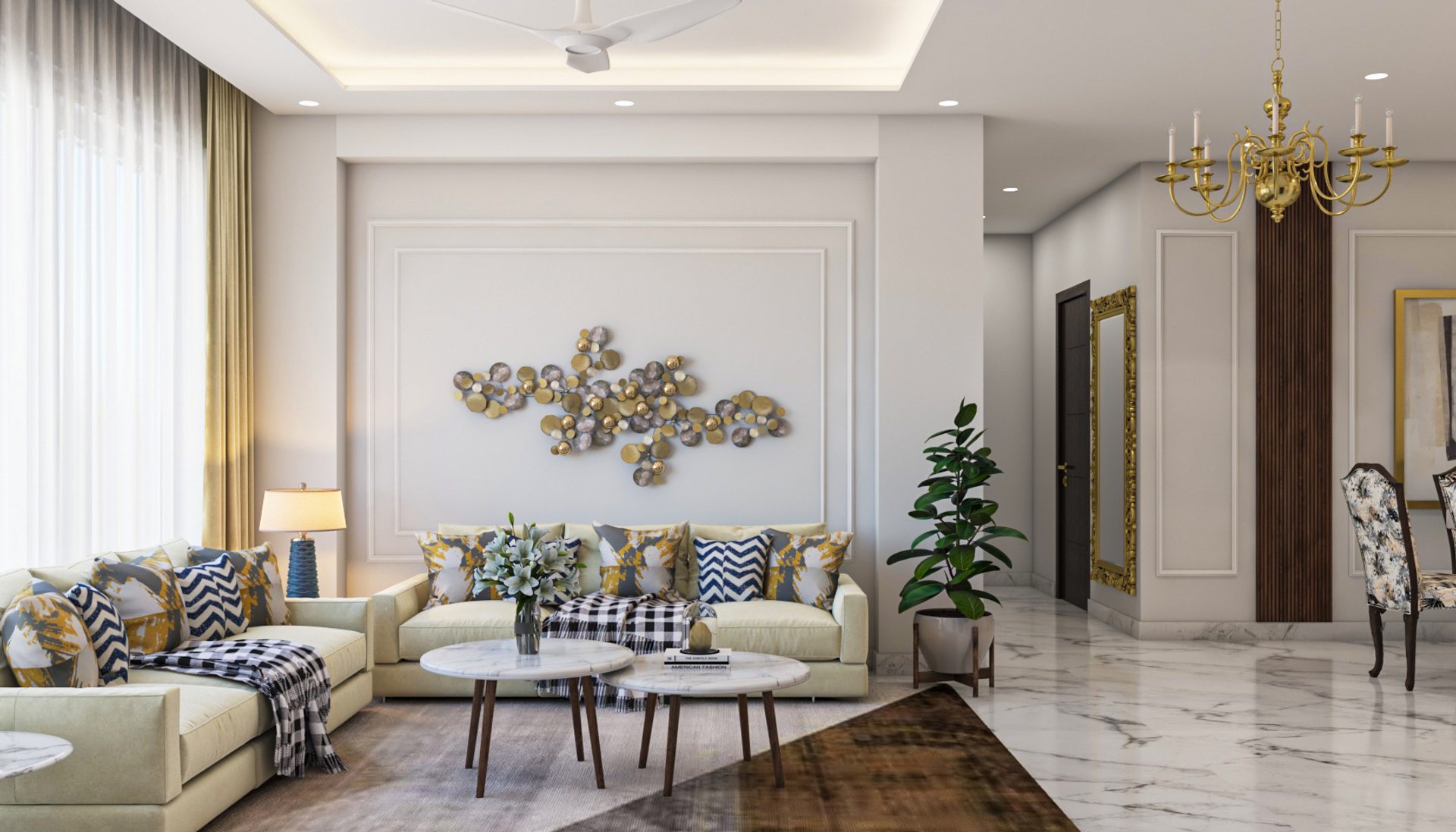 Luxurious Modern Style Living Room With Spacious Layout | Livspace
