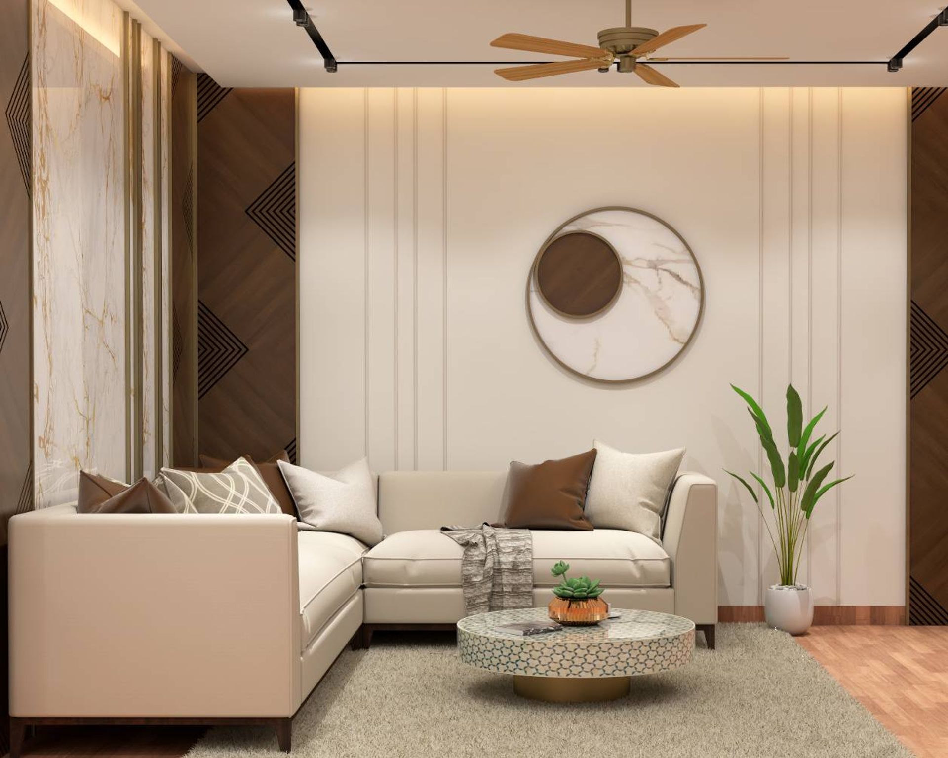 Contemporary Spacious Living Room With Elegant Interiors Livspace