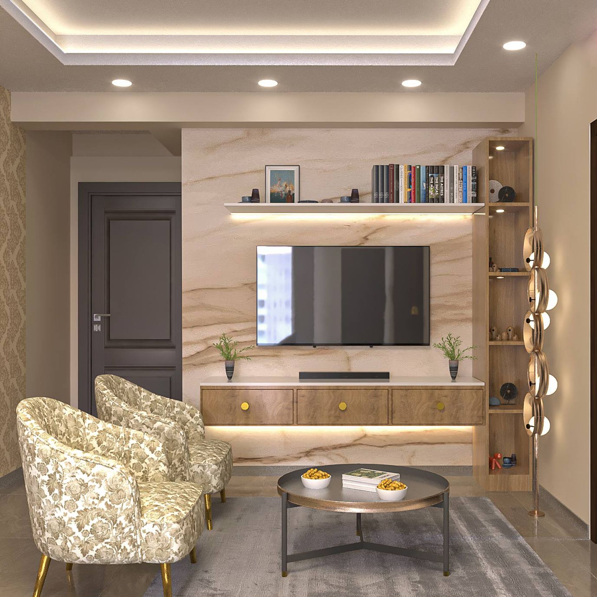 Compact Living Room Design With Premium Interiors | Livspace