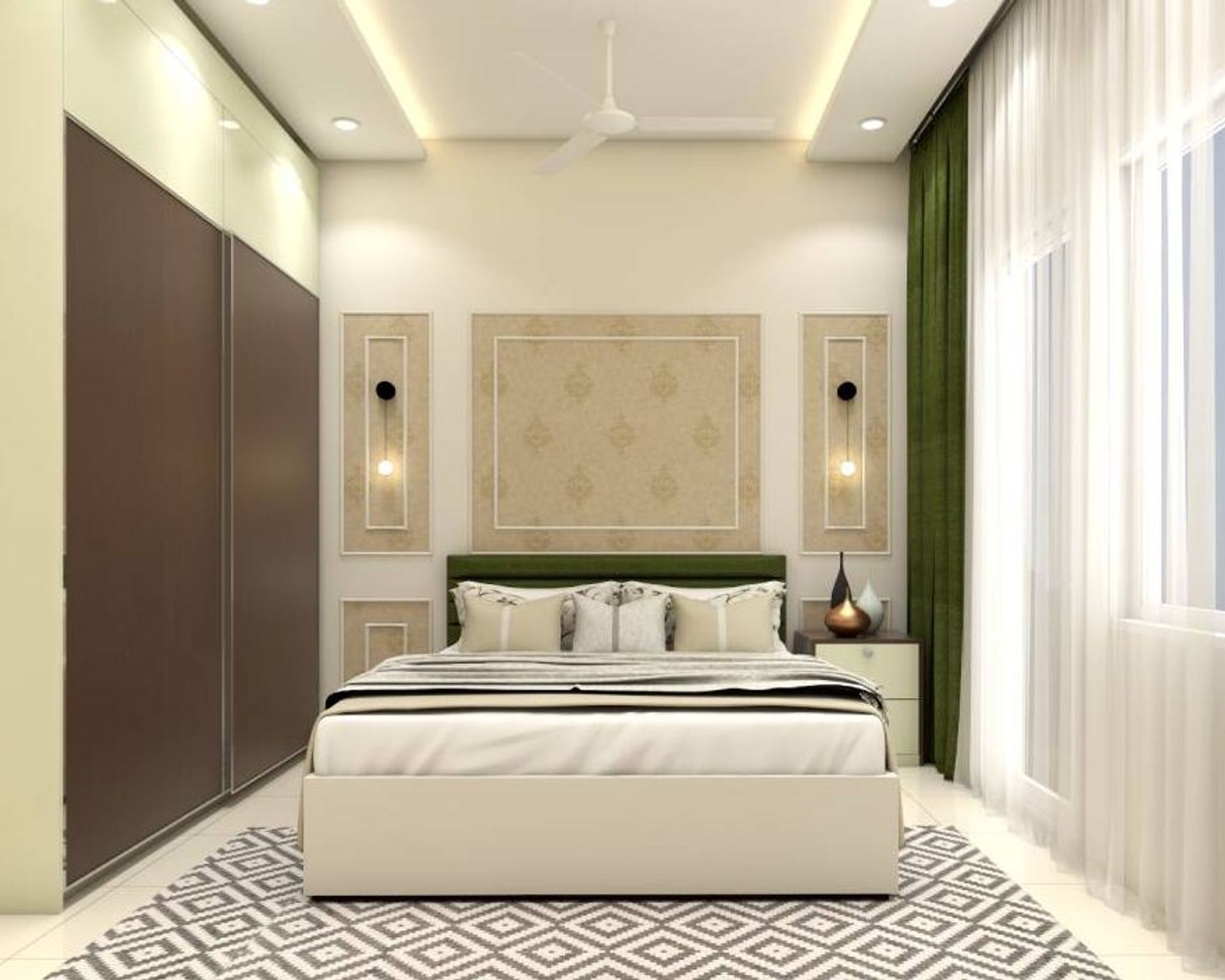 Contemporary Master Bedroom With Sliding Wardrobe Design Livspace