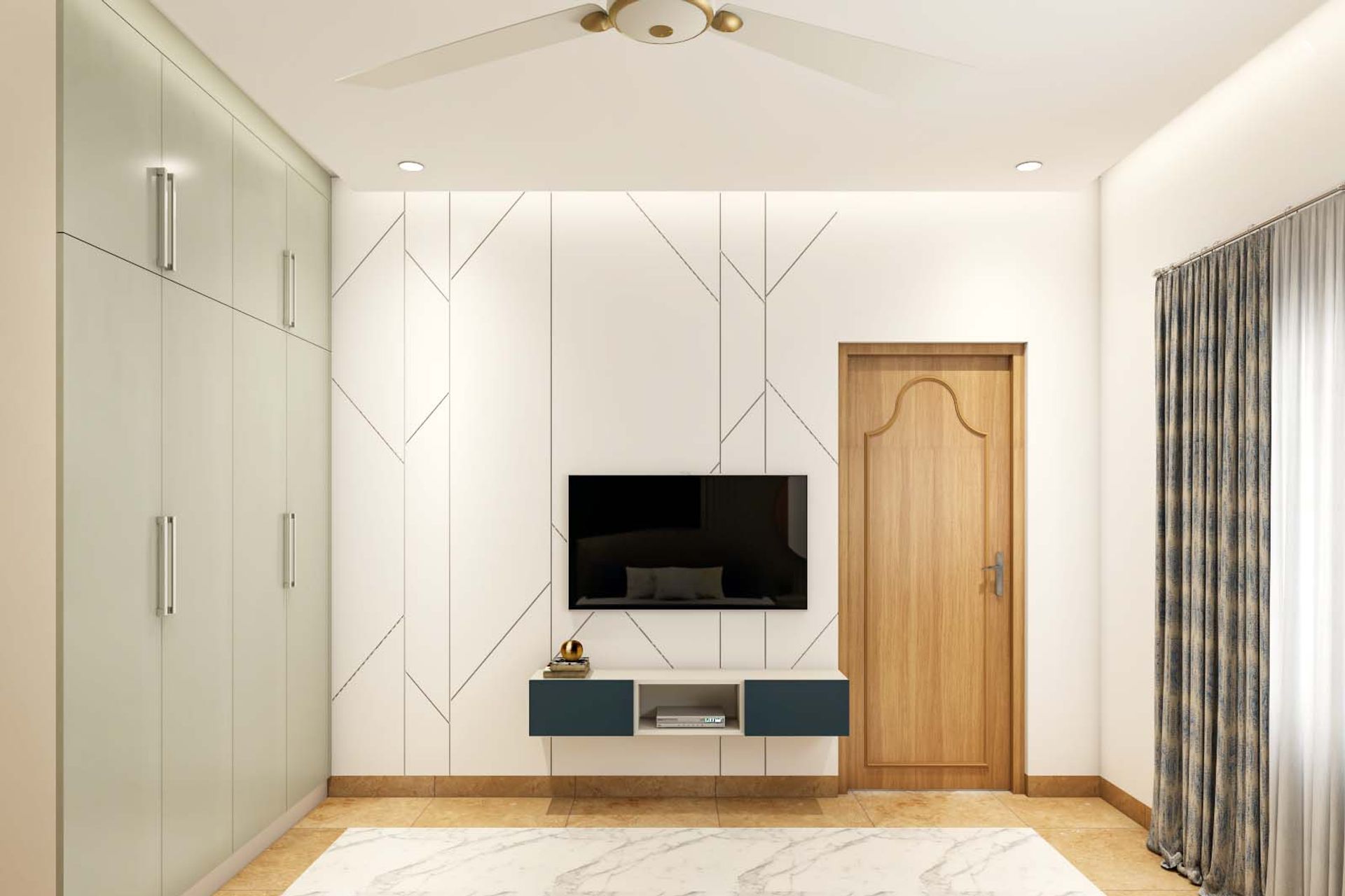 Compact Wall-Mounted TV Unit Design With Ample Storage | Livspace