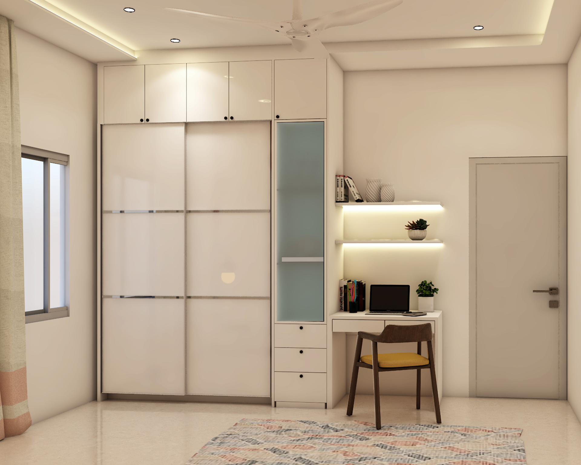 Spacious Modern Wardrobe Design With Mirror | Livspace